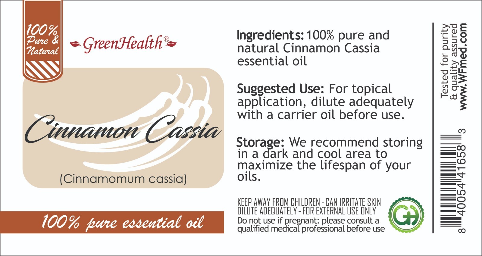 1 Gallon Cinnamon (Cassia) Essential Oil (100% Pure & Natural) – Greenhealth