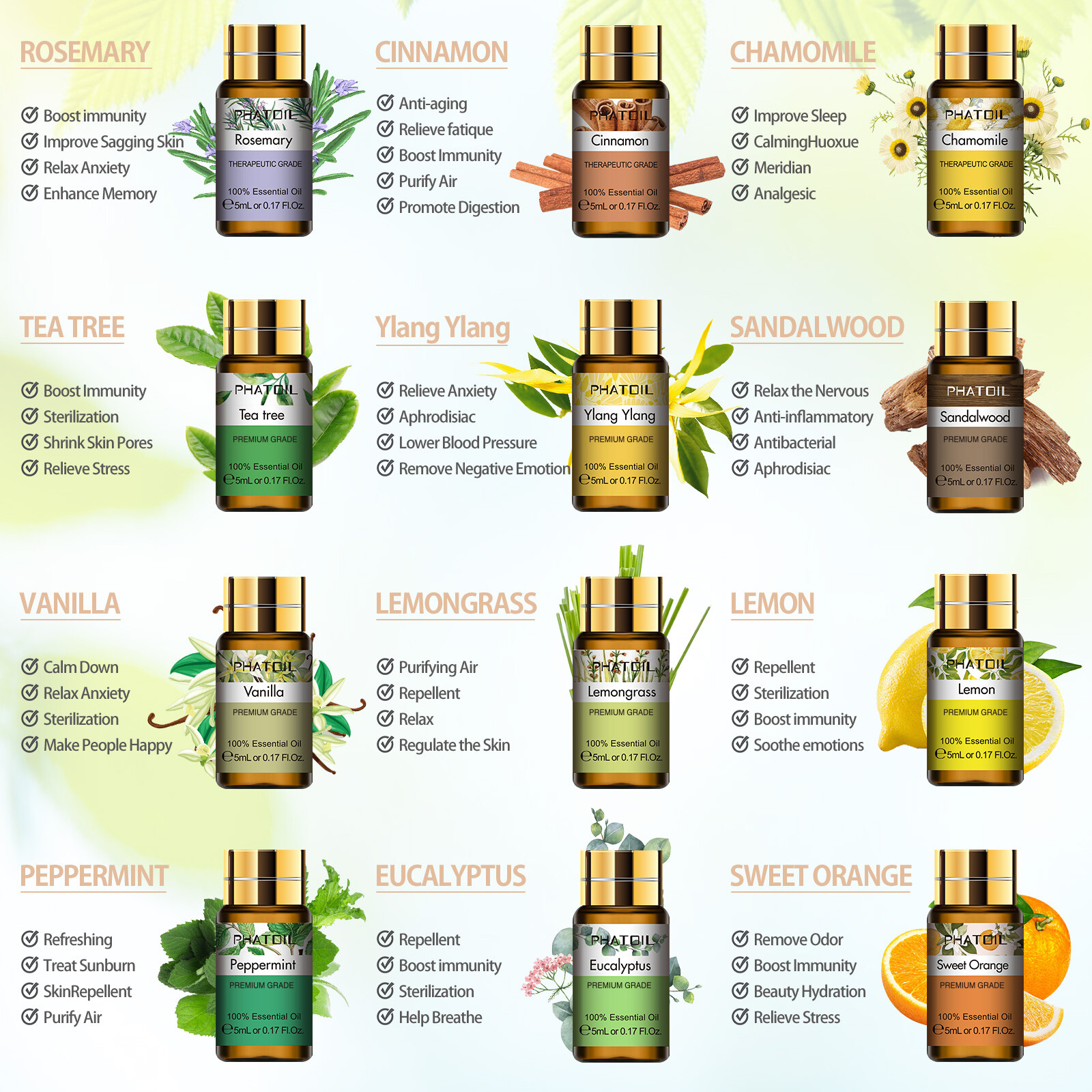 Essential Oils Gift Set 15 x 5ml, Pure Essential Oil for Diffuser,Humidifier,DIY