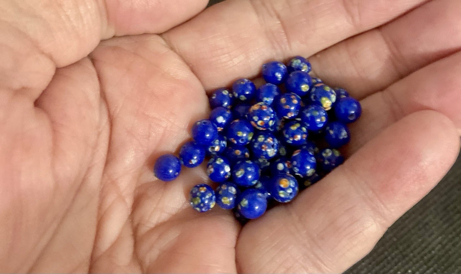 Vintage 6mm Cobalt Blue Millefiore Beads Lot of 48 Handmade in Japan