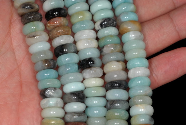 12X5MM AMAZONITE GEMSTONE RONDELLE SLICE LOOSE BEADS 7.5″