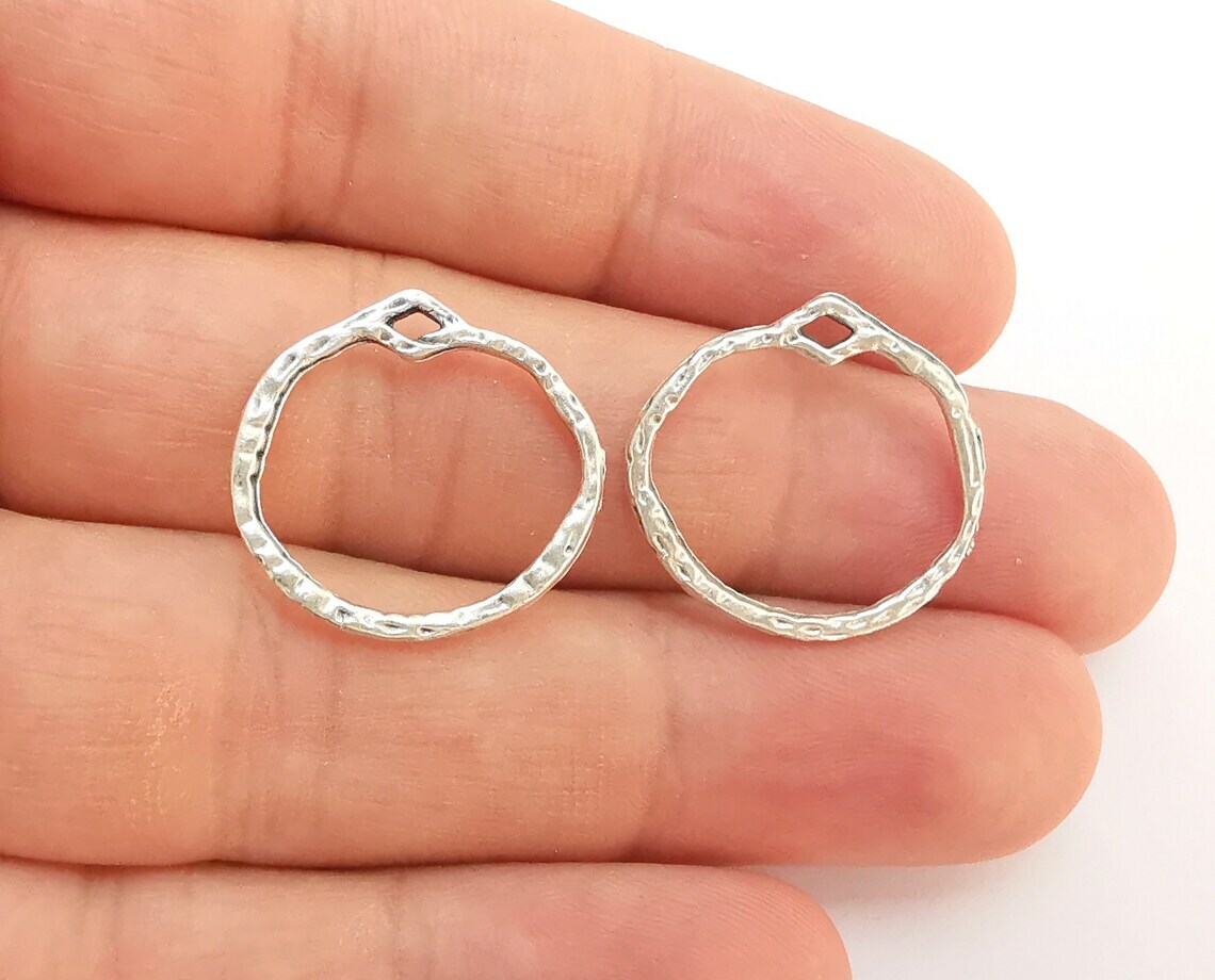 4 Circle Antique Silver Plated Charms jewelry Accessories (22mm) G22248