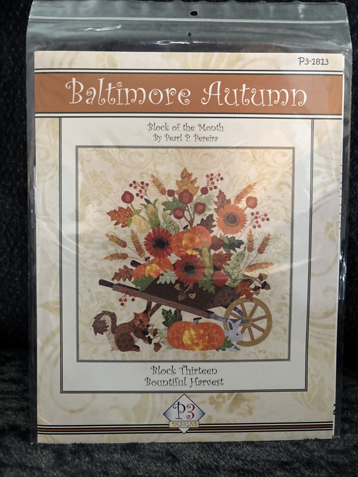 Baltimore Autumn Quilt Block #13 Pattern by Pearl P Pereira of P3 Designs- NEW