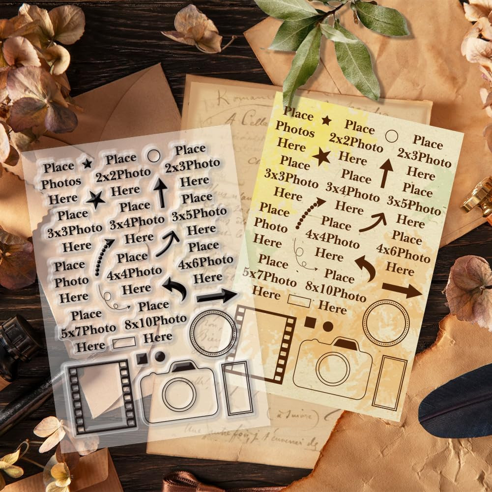 Place Photo Here Clear Stamp Arrow Silicone Stamp Camera Rubber Stamp Image Fram