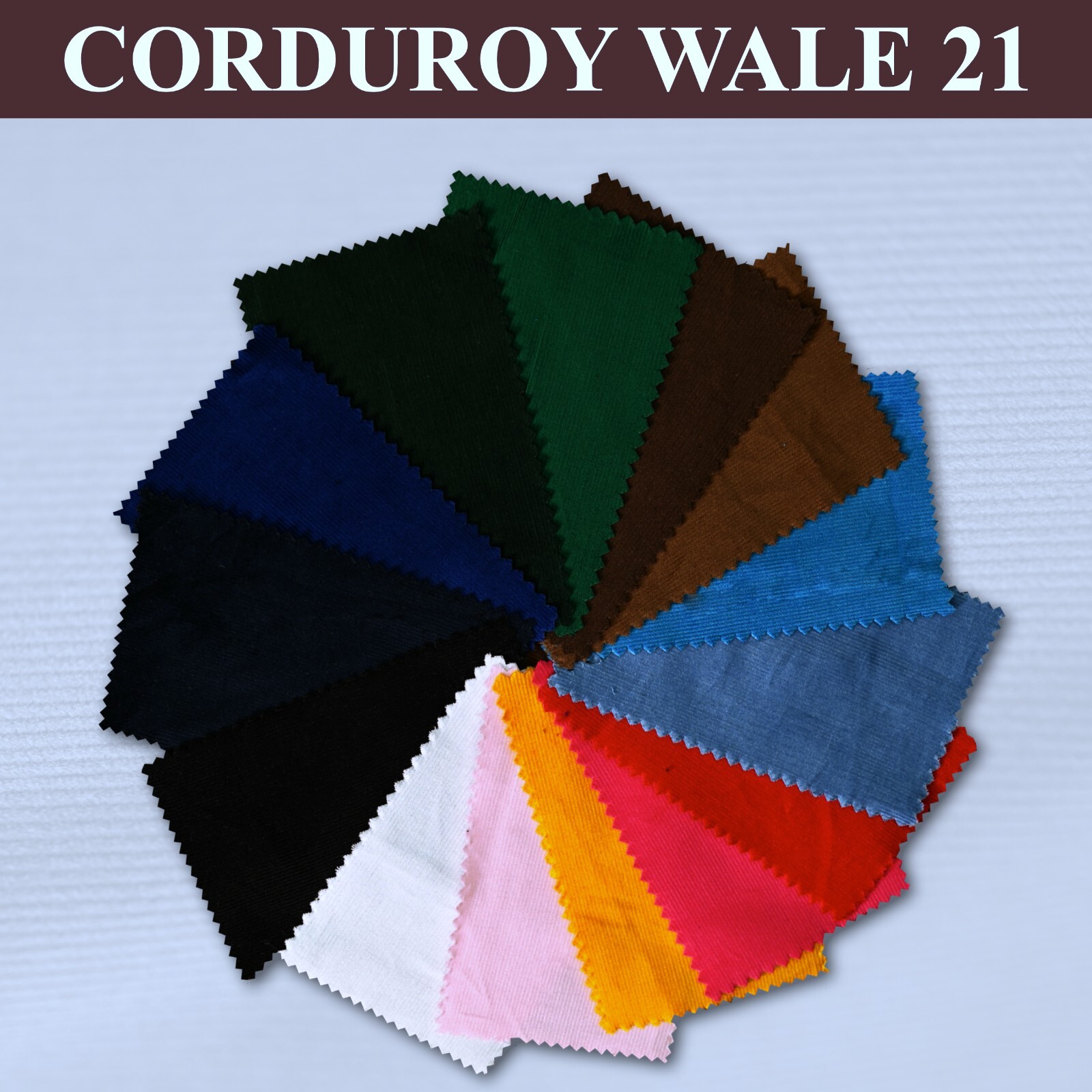 Corduroy Fabric 21 Wale Apparel 140-150GSM Solid Color by Continuous Yard 58″ W