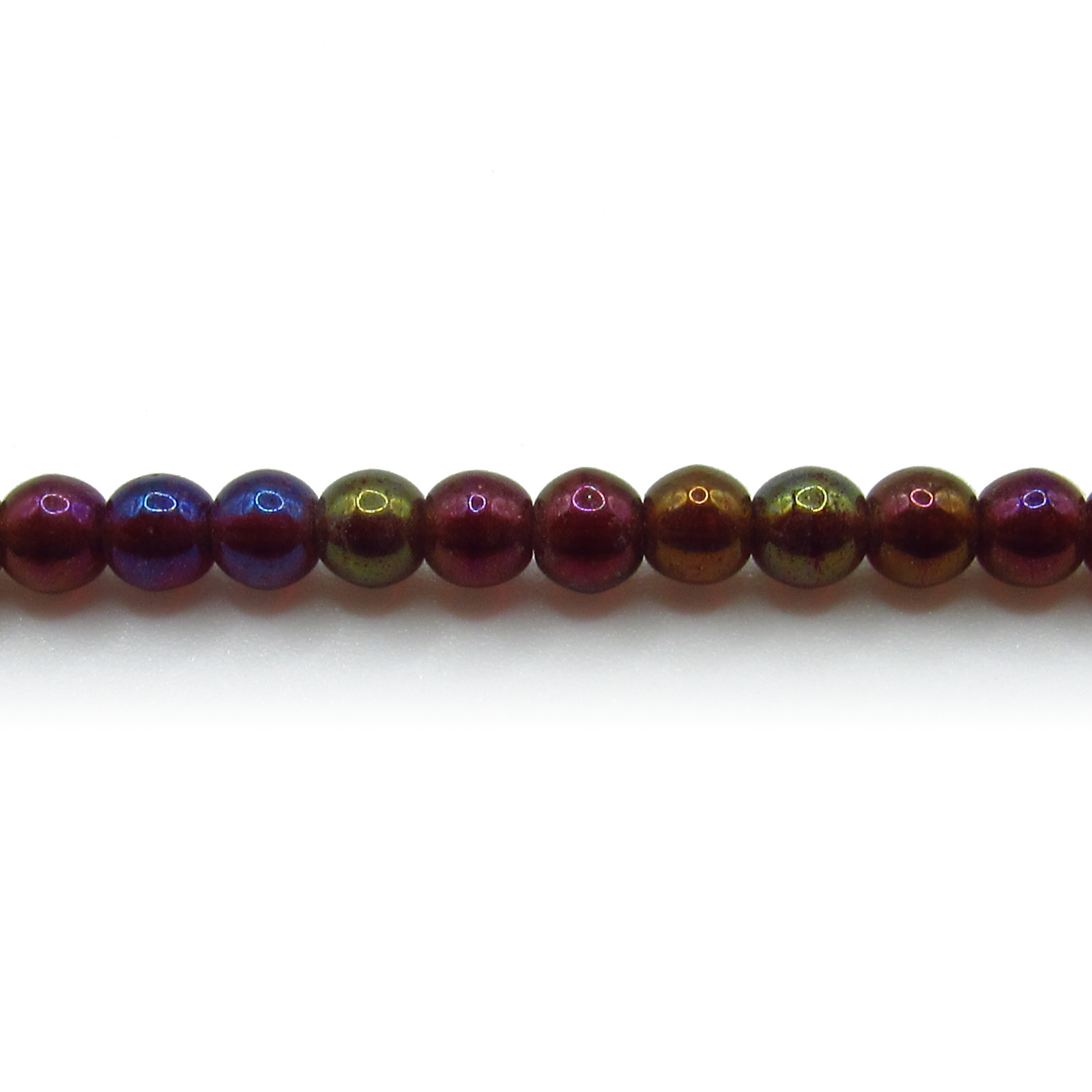 Garnet Red Iris Luster – 100 4mm Round Pressed Czech Glass Druk Beads