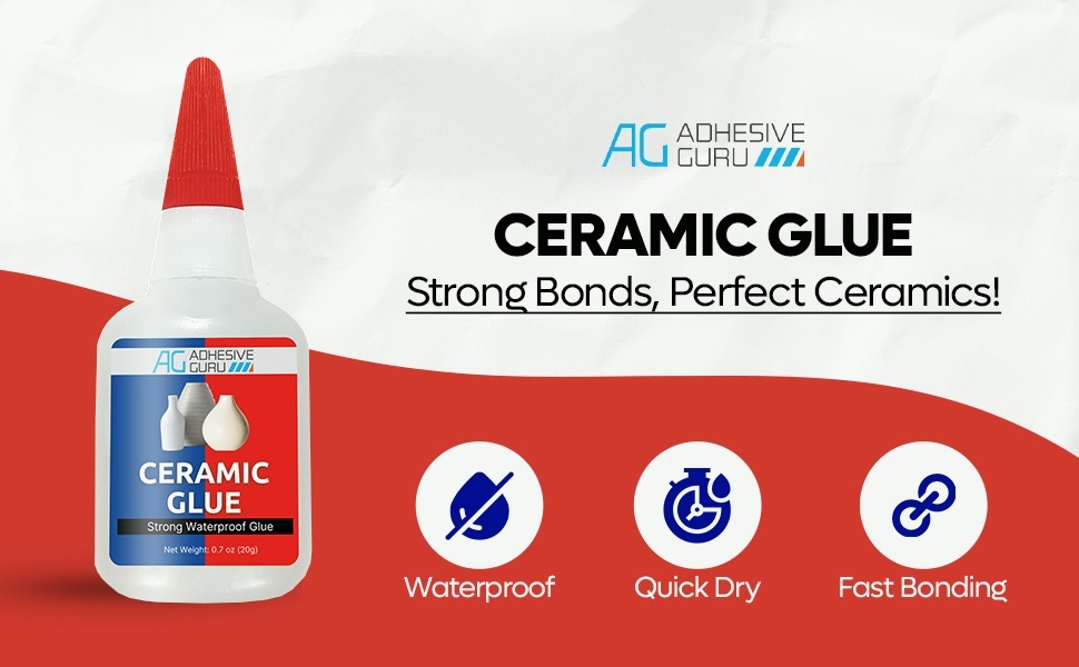 Adhesive Guru Ceramic Glue (150×0.7oz) Super Glue for Pottery, Porcelain & China