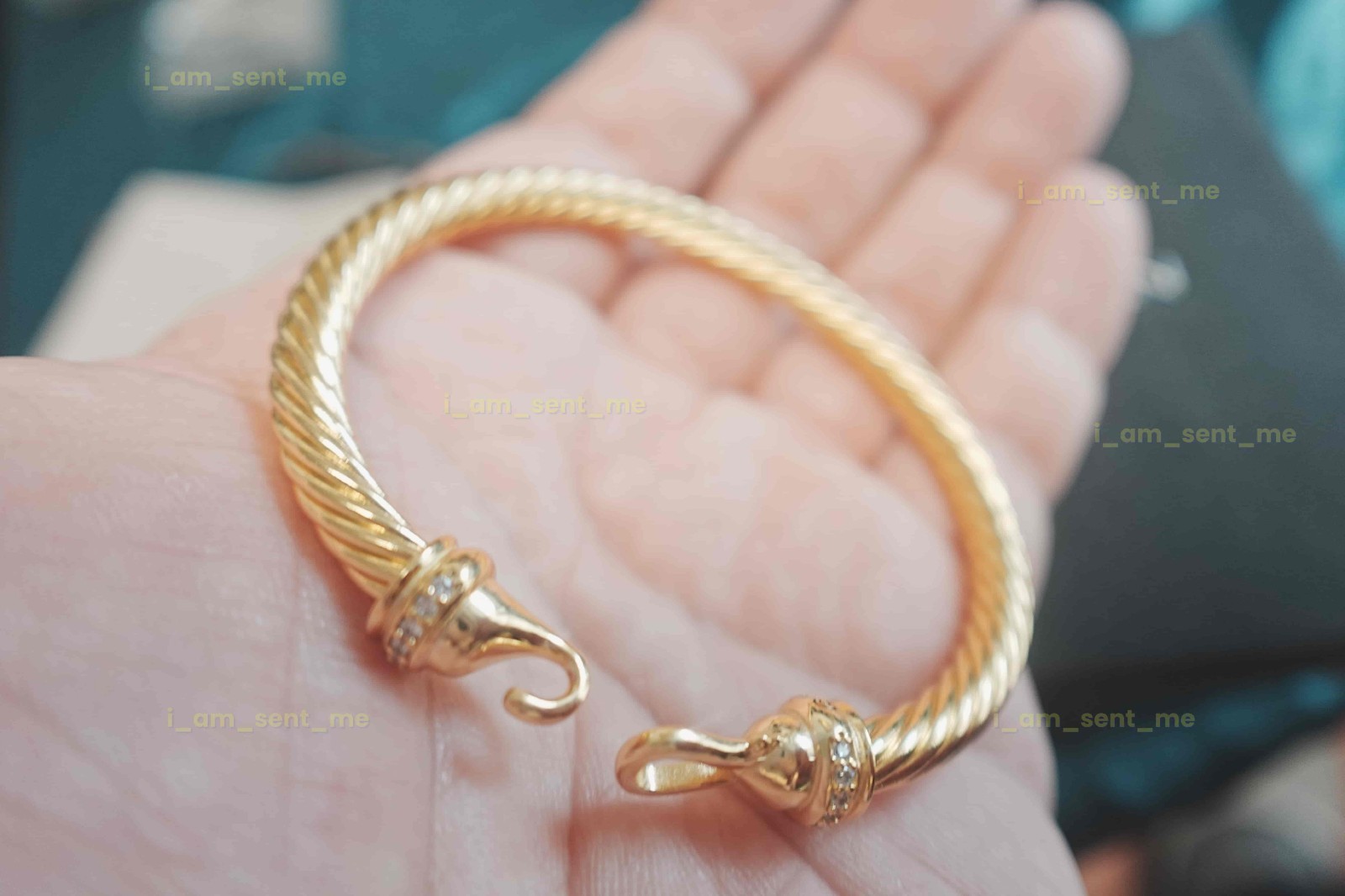 New.DAVlDYurman&18K&Gold&twisted cable Diamond.bracelet