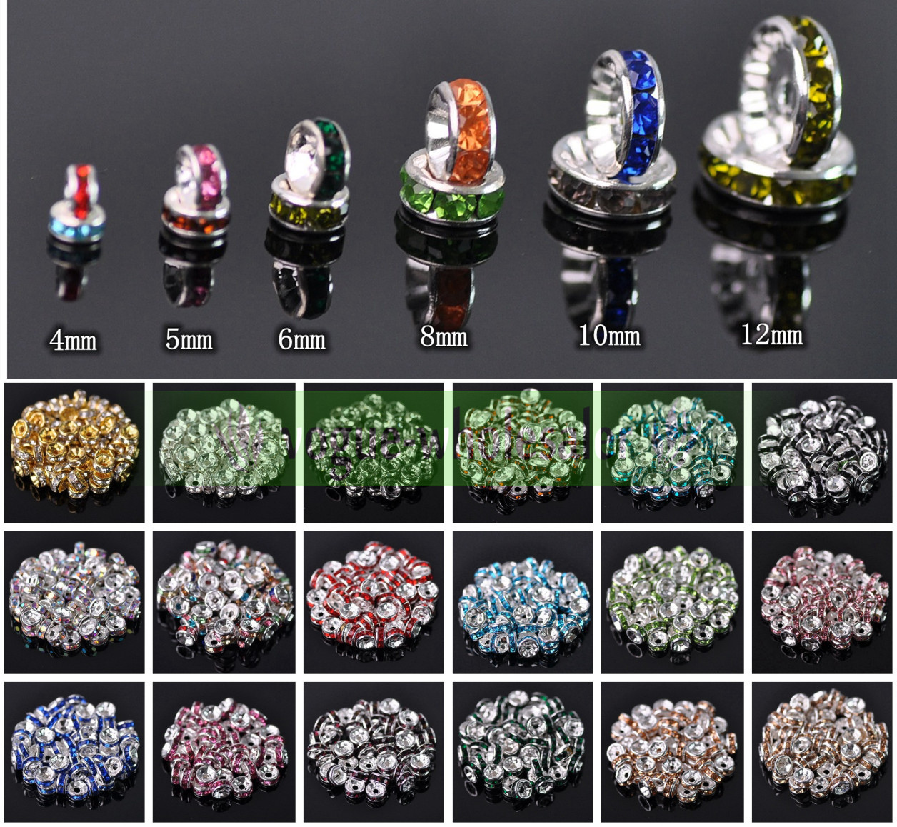 Wholesale Czech Crystal Rhinestone Rondelle Loose Spacer Beads 4/5/6/8/10/12mm