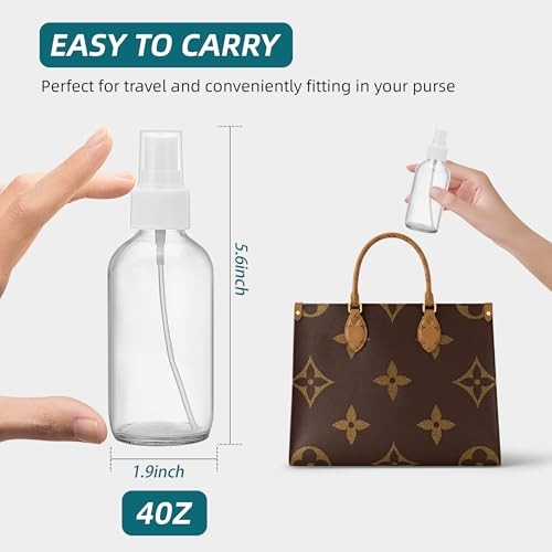 Clear Glass Spray Bottles 4 oz, Small Empty Spray Bottles for Essential Oils,