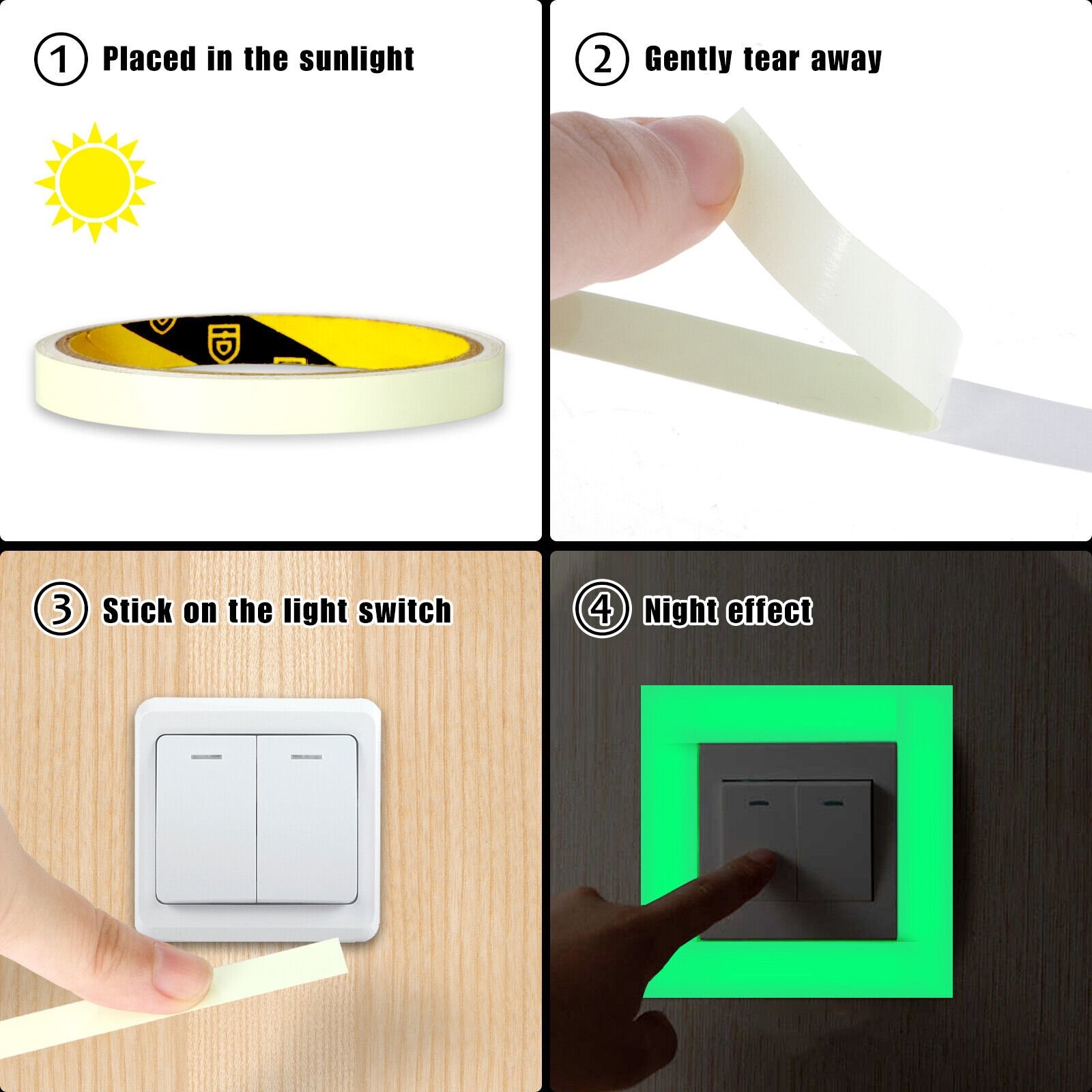 Glow In The Dark Waterproof Luminous Self Adhesive Tape Safety Stickers 3M USA