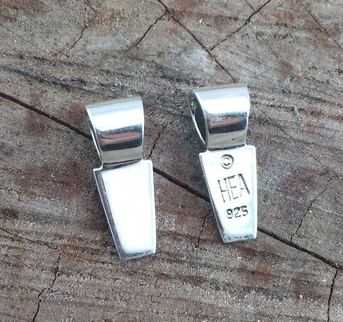 Sterling Silver Glue On Pendant Bail 6mm x 15mm .925 Highly Polished