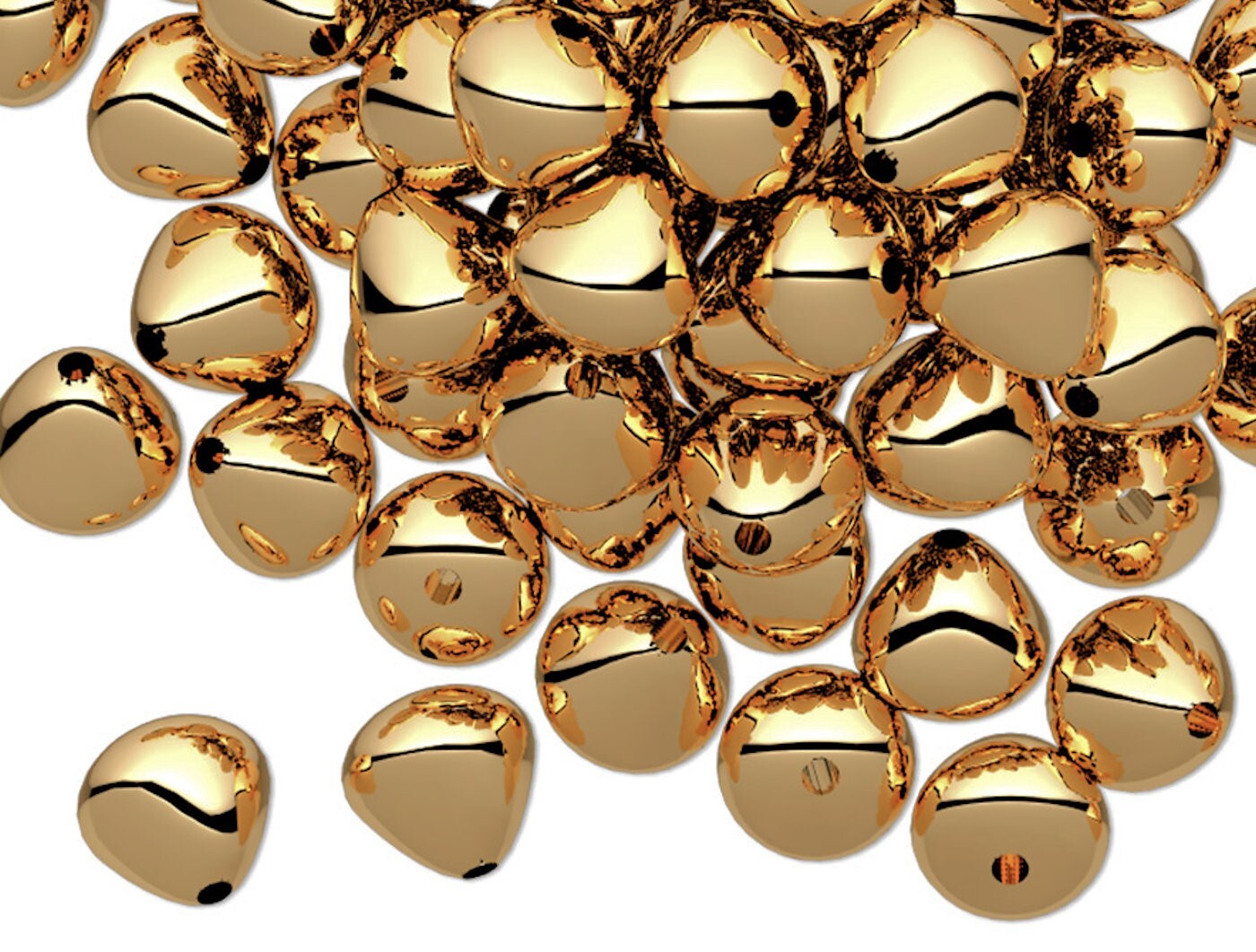 Bead, 100 Gold Plated Brass Smooth 5x5mm Pear Teardrop with 0.9mm Hole