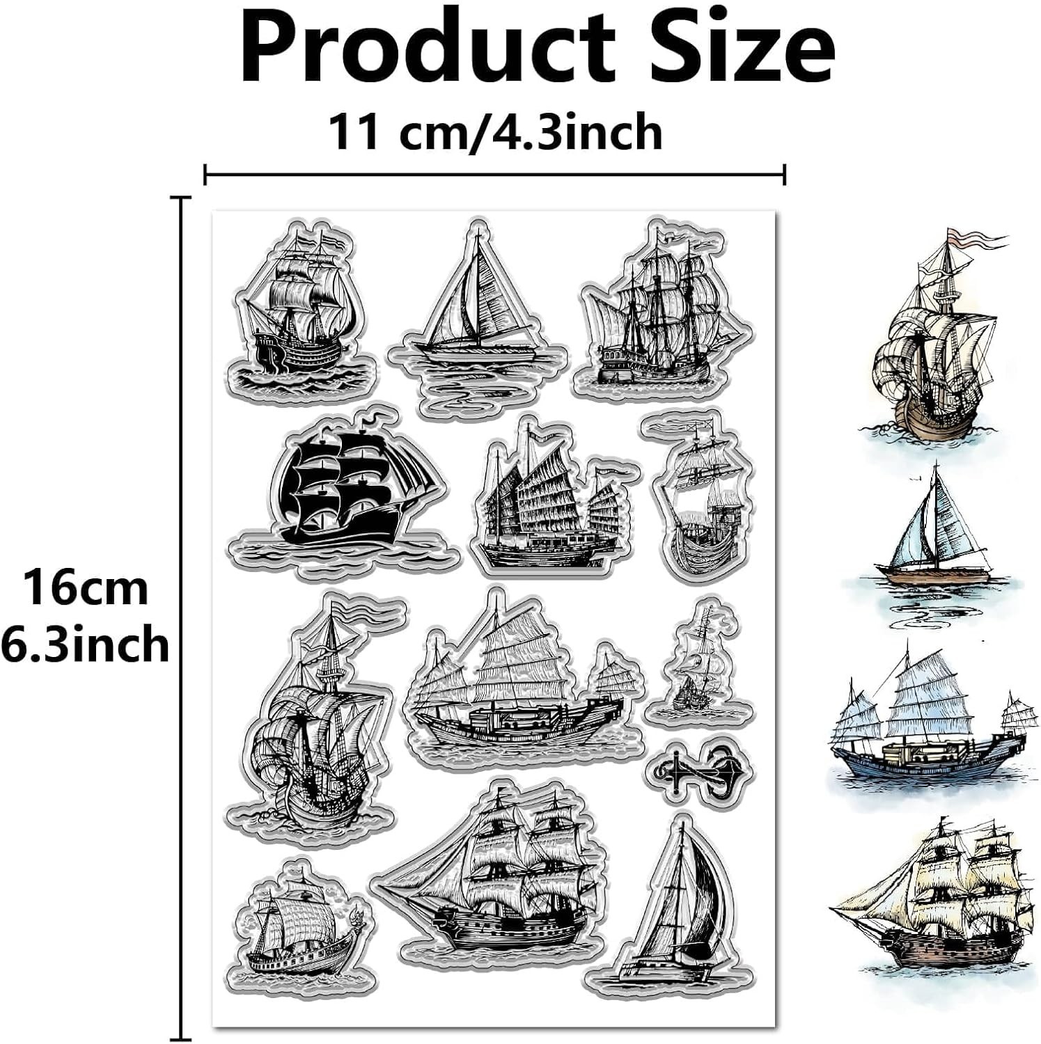 Sailboat Clear Stamps Vintage Ship Rubber Stamps Nautical Theme PVC Reusable …