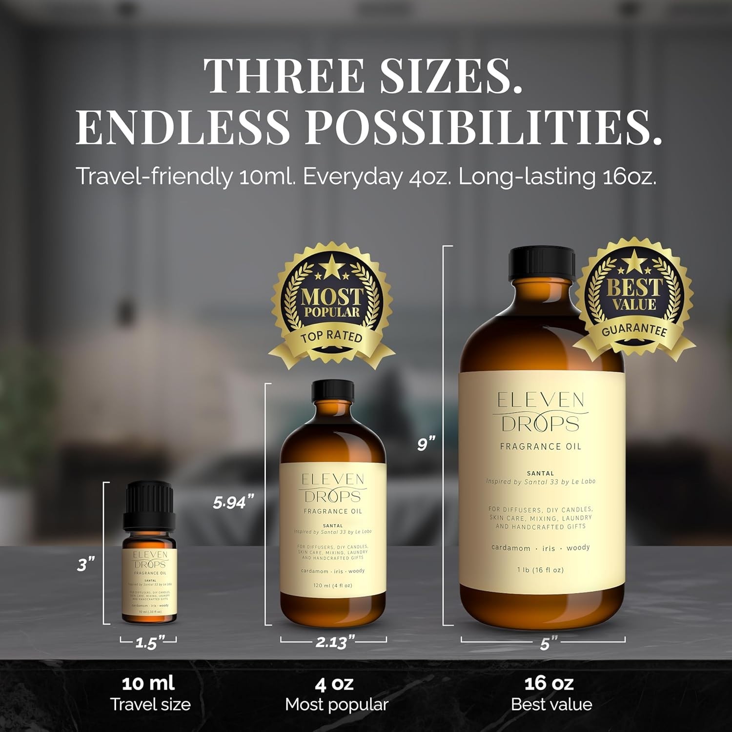 Santal Essential Oil Blend for Diffusers & Candles – Pet Safe, 4 Oz Amber Bottle