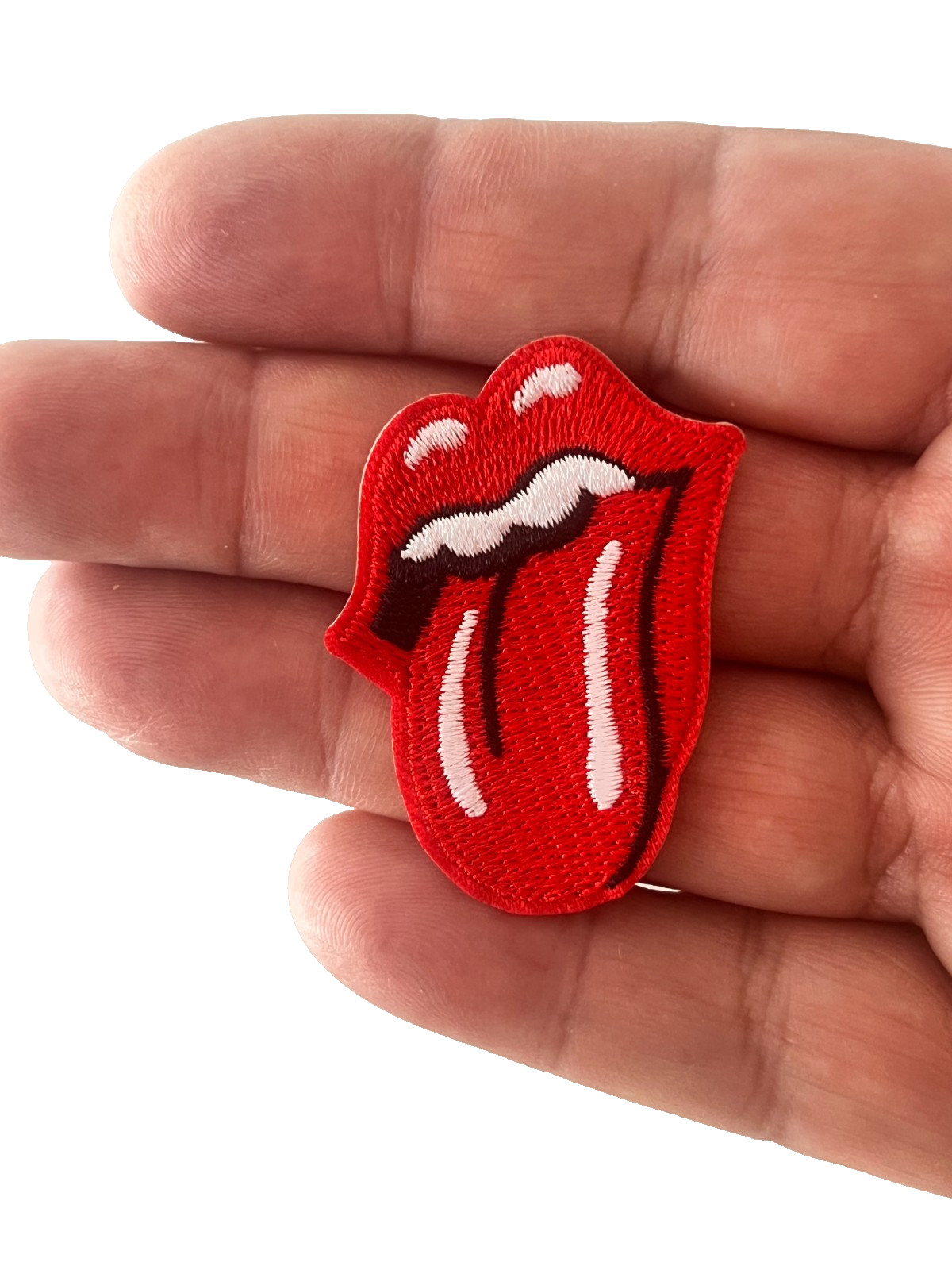 Rolling Stones Tongue – SMALL – 1 1/4″ x 1 3/4″ Embroidered Iron-On Patch
