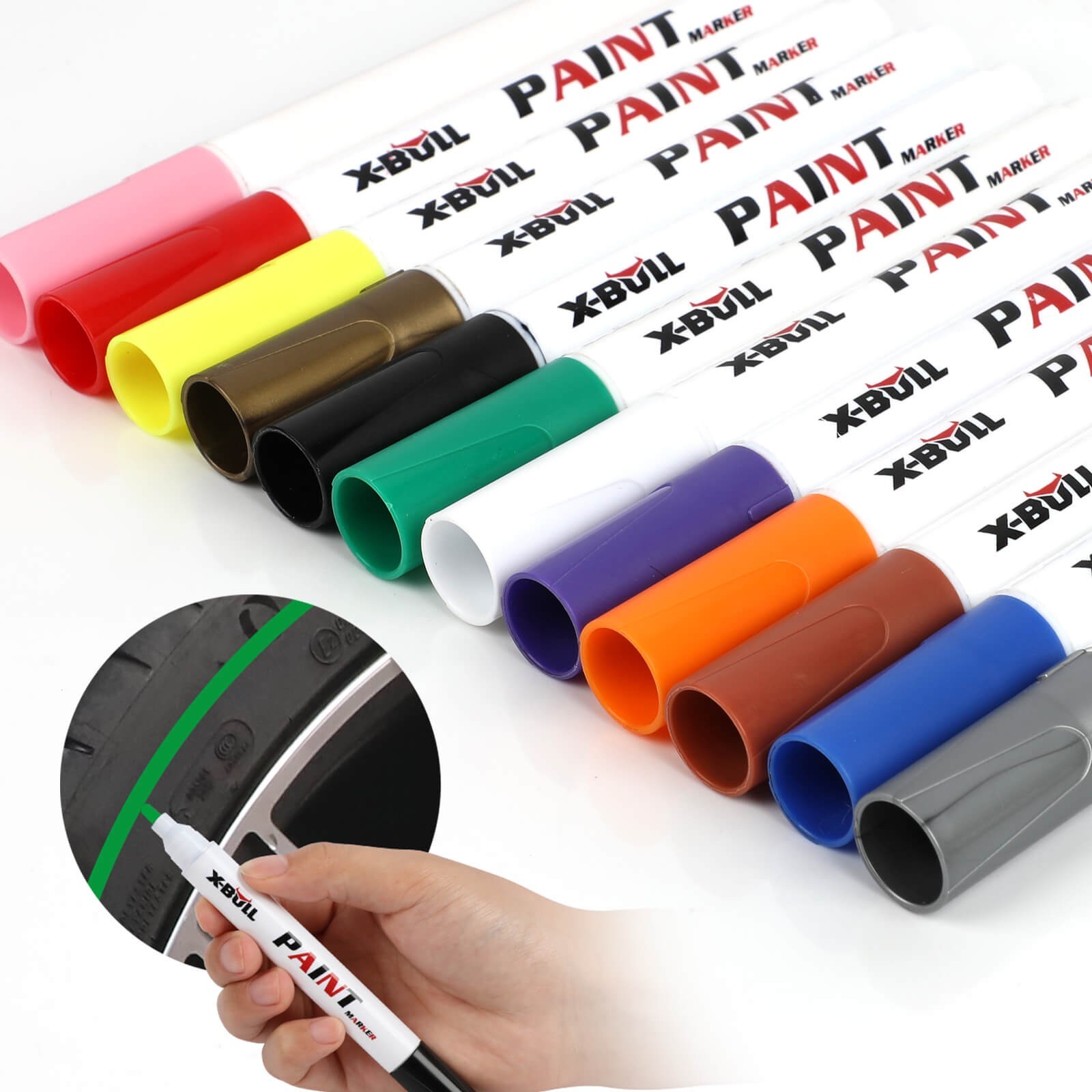 12Pcs Waterproof Permanent Paint Marker Pen For Car Tyre Tire Tread Rubber Metal
