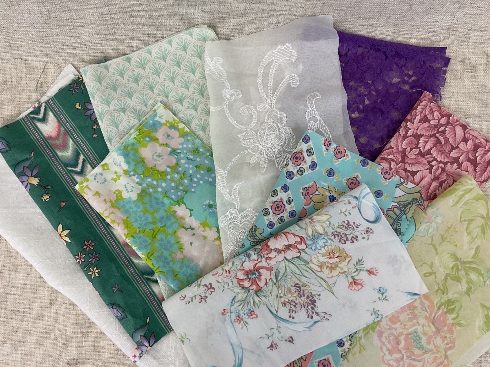 Curated Vintage Slow Stitch Bundle – Mixed Media Textile Collage Art Supplies