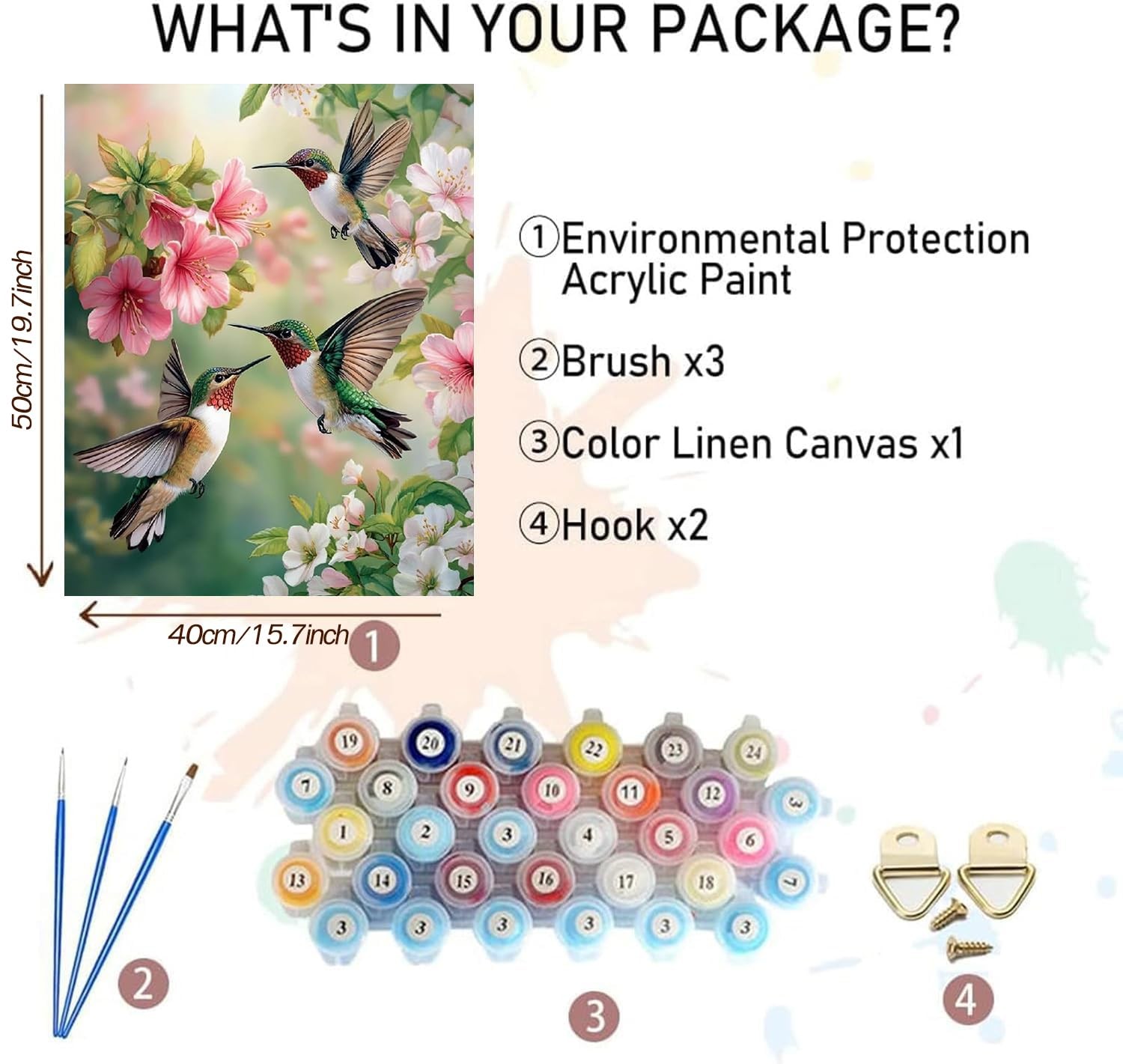 DIY Hummingbird Paint by Numbers Kit for Adults Beginners,Unframed Bird and F…