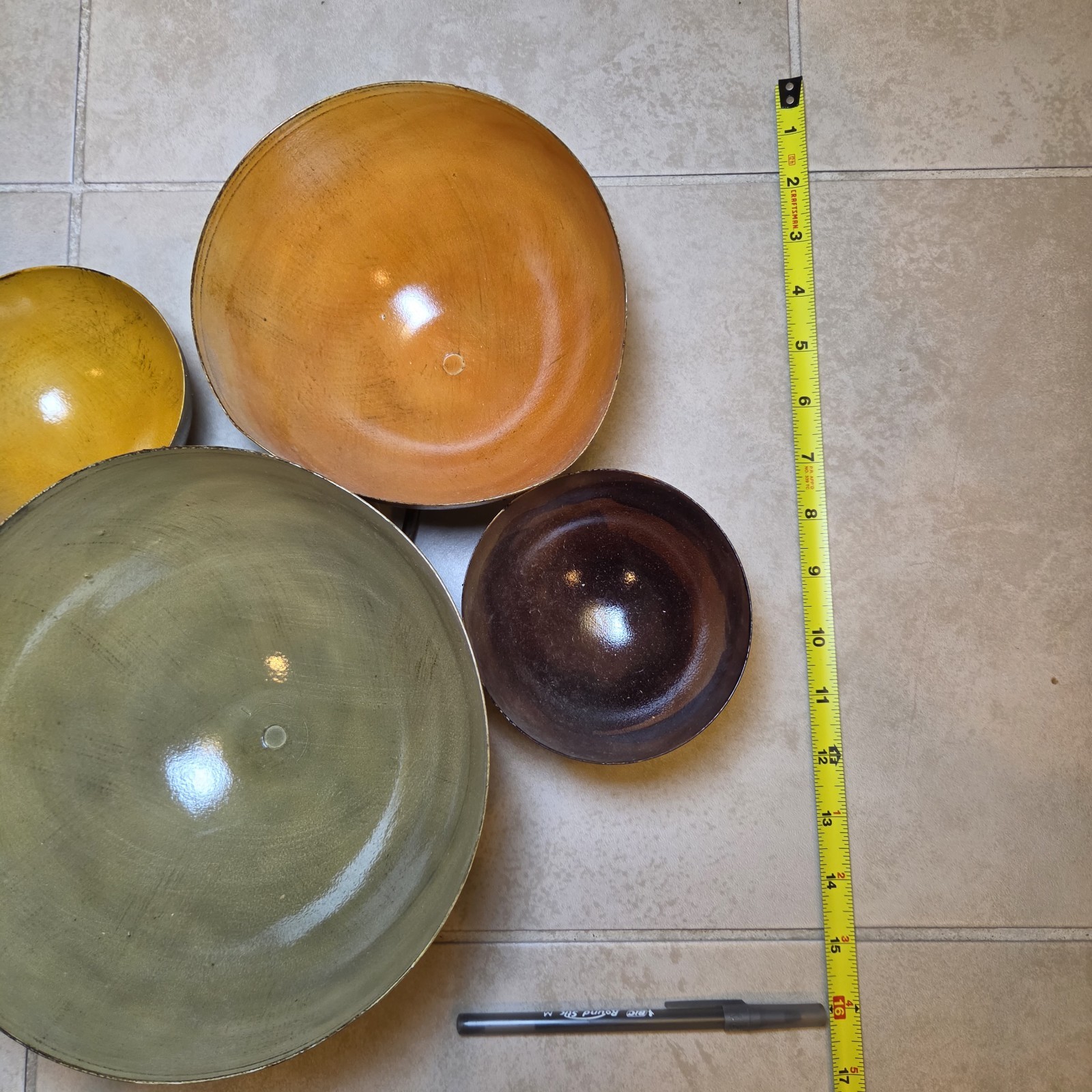 Large 32×16 3D Multicolor Metal Bowl Wall Sculpture Mid Century Modern Decor