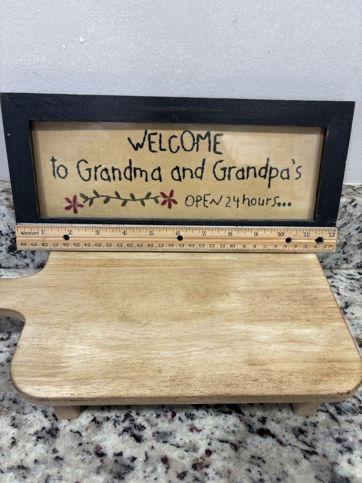 Framed Cross Stitch Vintage Decor “welcome To Grandma & Grandpa’s Open 24 Hours