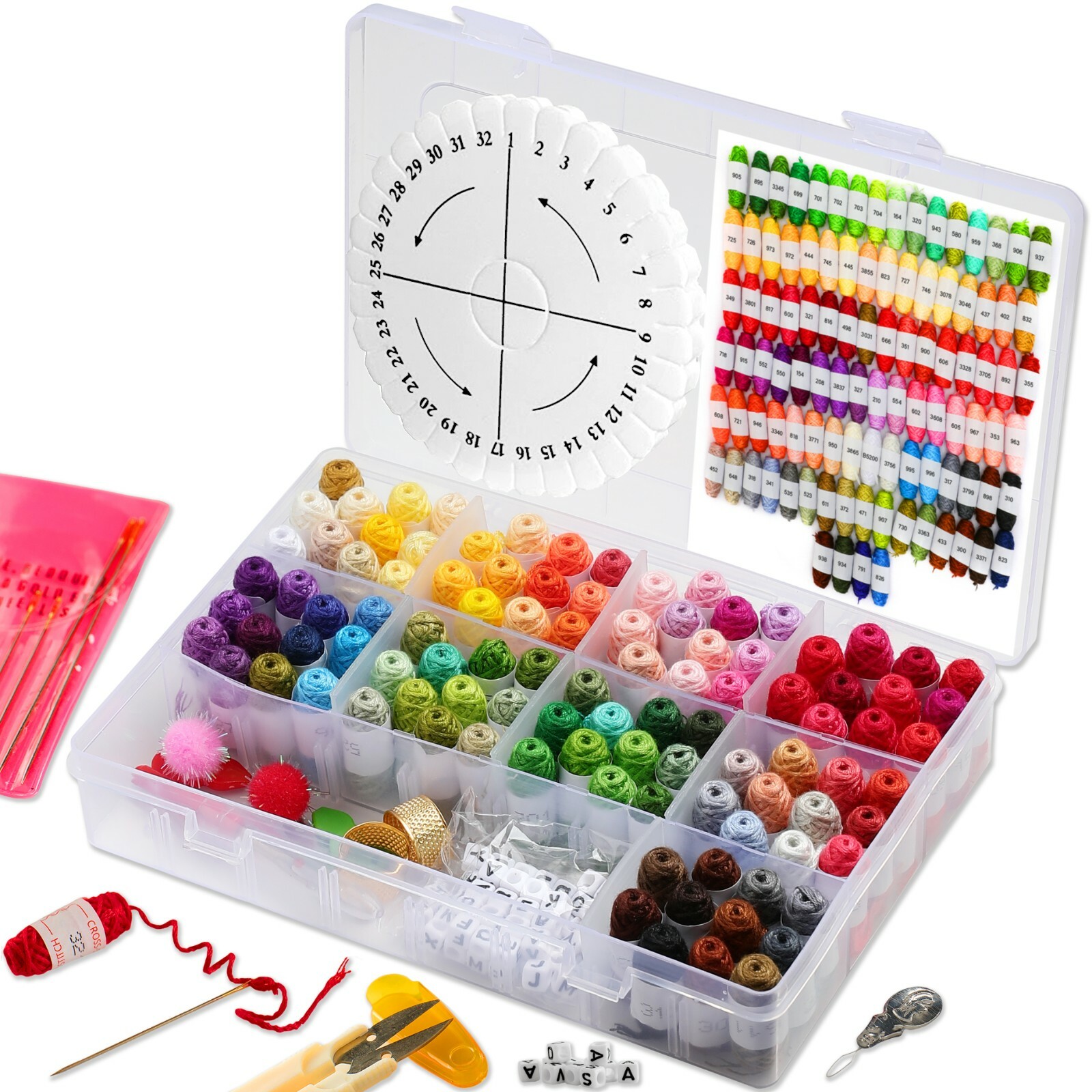 Friendship Bracelet String Kit – 170pc Embroidery Floss Kit Thread Making Set