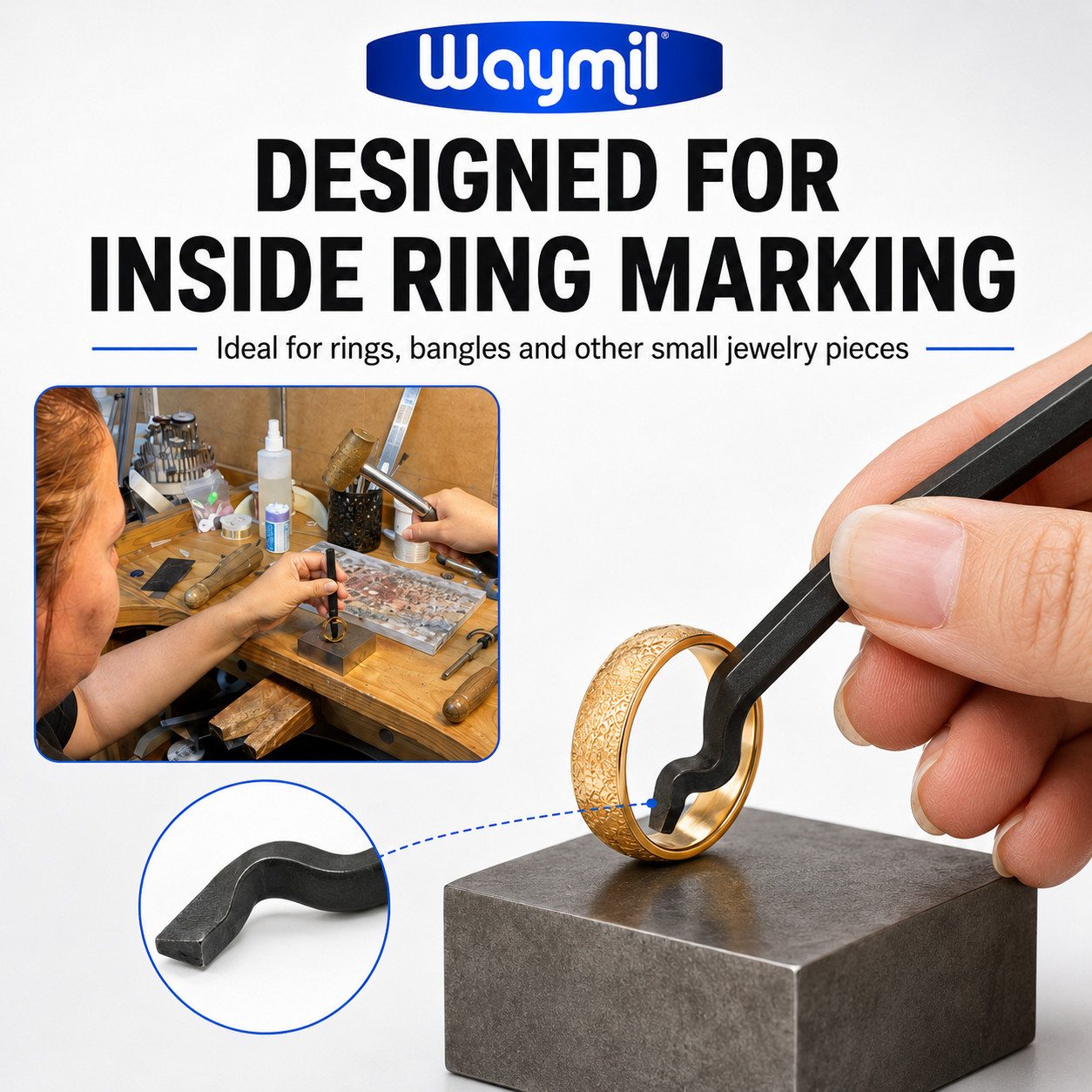 14K Gold Marking Stamp Bent Ring Inside Jewelry Marking Metal Steel Made