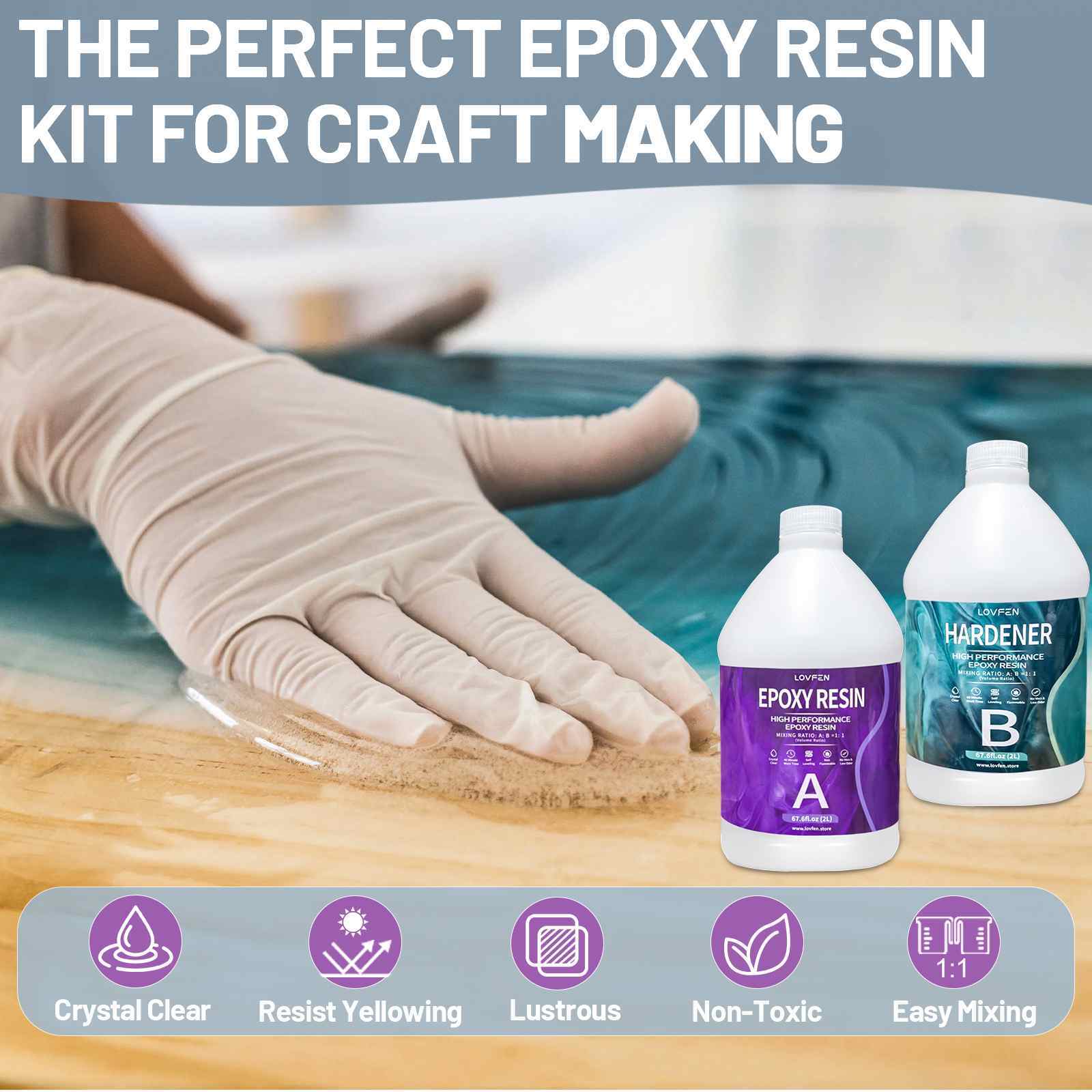 Crystal Clear Epoxy Resin – 1 Gallon Kit – for Jewelry DIY Art Crafts Tumbler
