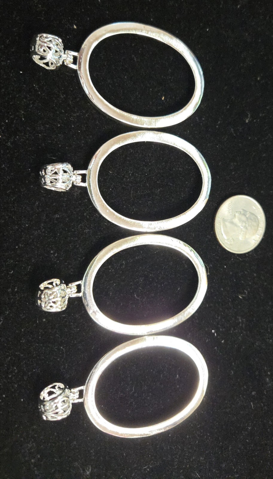 Sterling Silver Plated Brass Pendant Setting/Cabachon Holder W/Bail. (4 Count)
