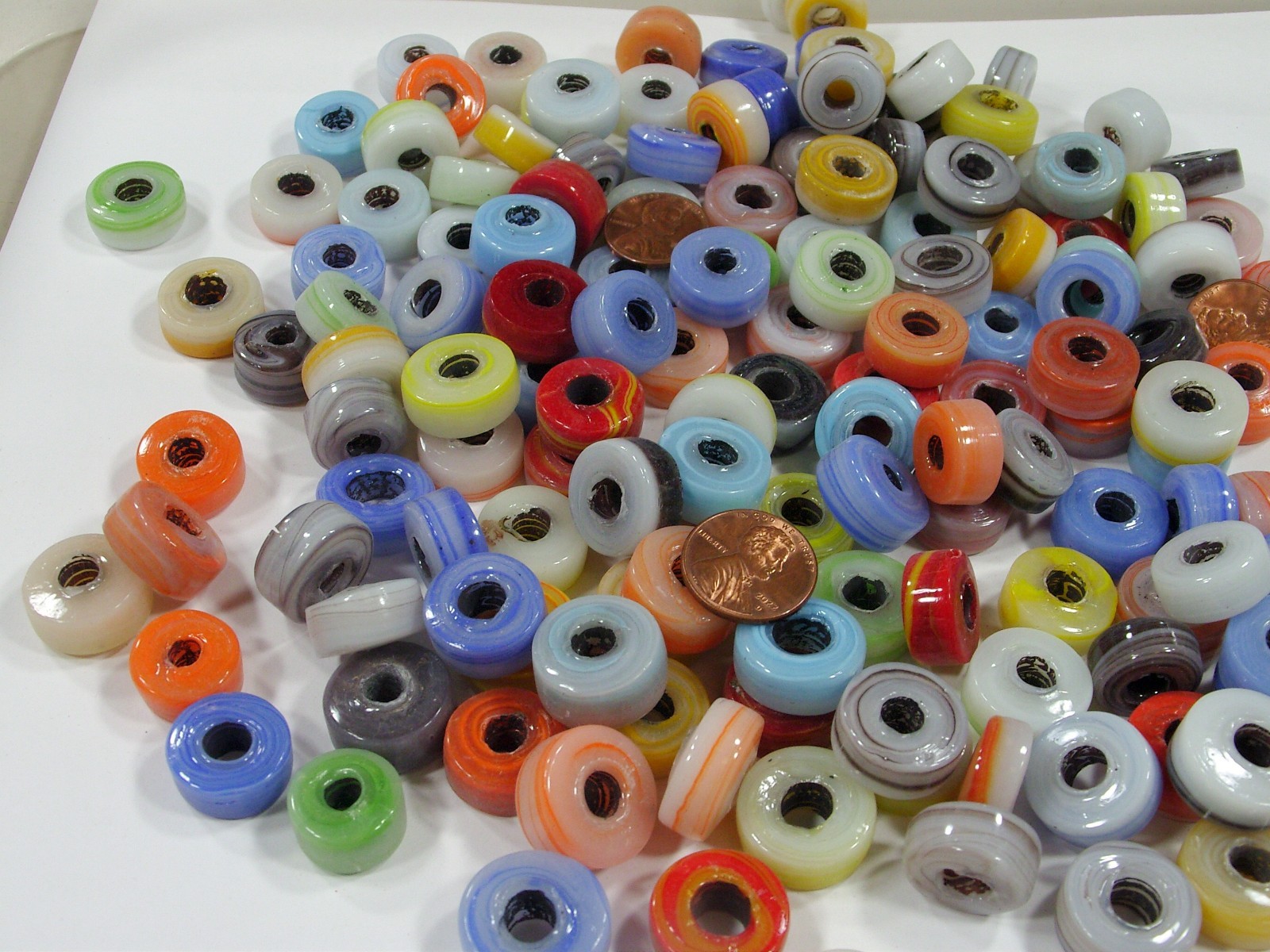 2 Pounds India Handmade Large Sliced Round Glass Beads Wholesale Bulk (BVP-9) ⭐