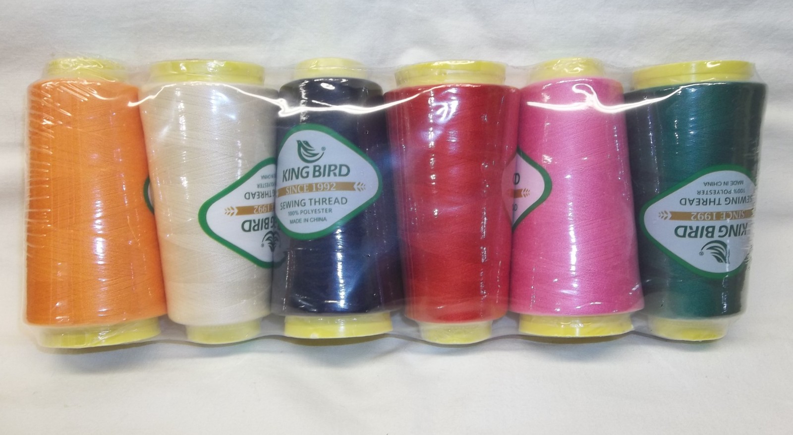 PACK OF 6 – KING BIRD SEWING THREAD 100% POLYESTER VARIES COLORS