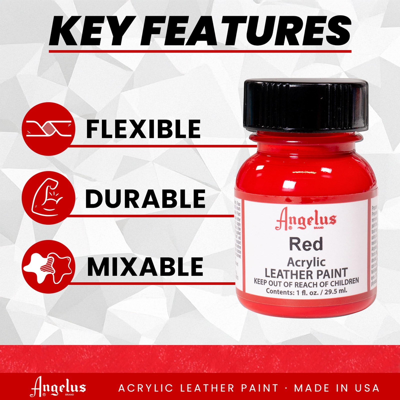 Angelus Leather Paint 1 Oz Red 1 Fl (Pack of 1),