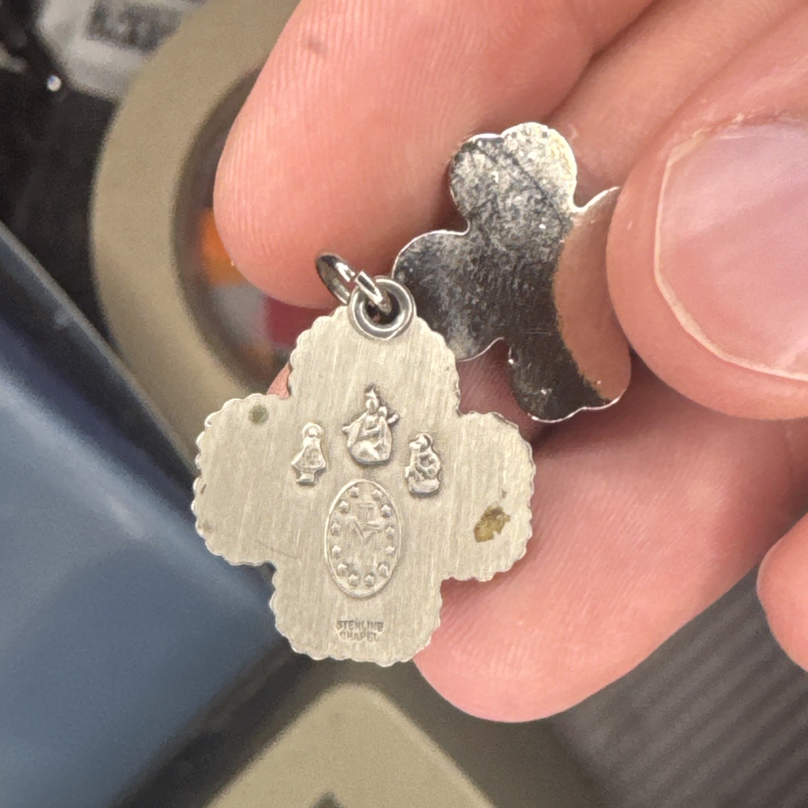 Sterling Silver Charm Pendant Medals – 4-Way Clover & Mayan Hieroglyphic Symbols