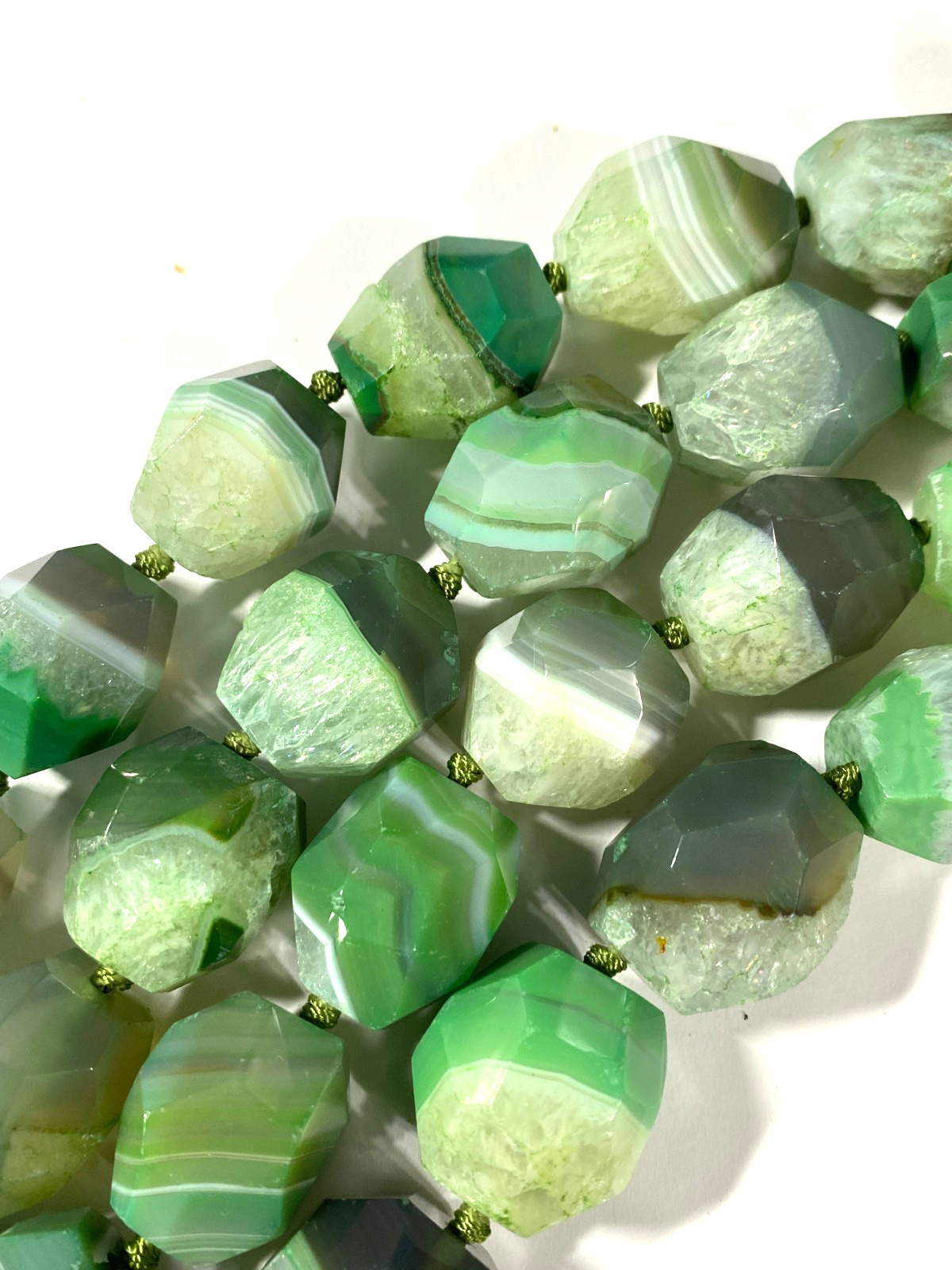 Green Yellow White Banded Druzy Agate Beads 10mm to 50mm