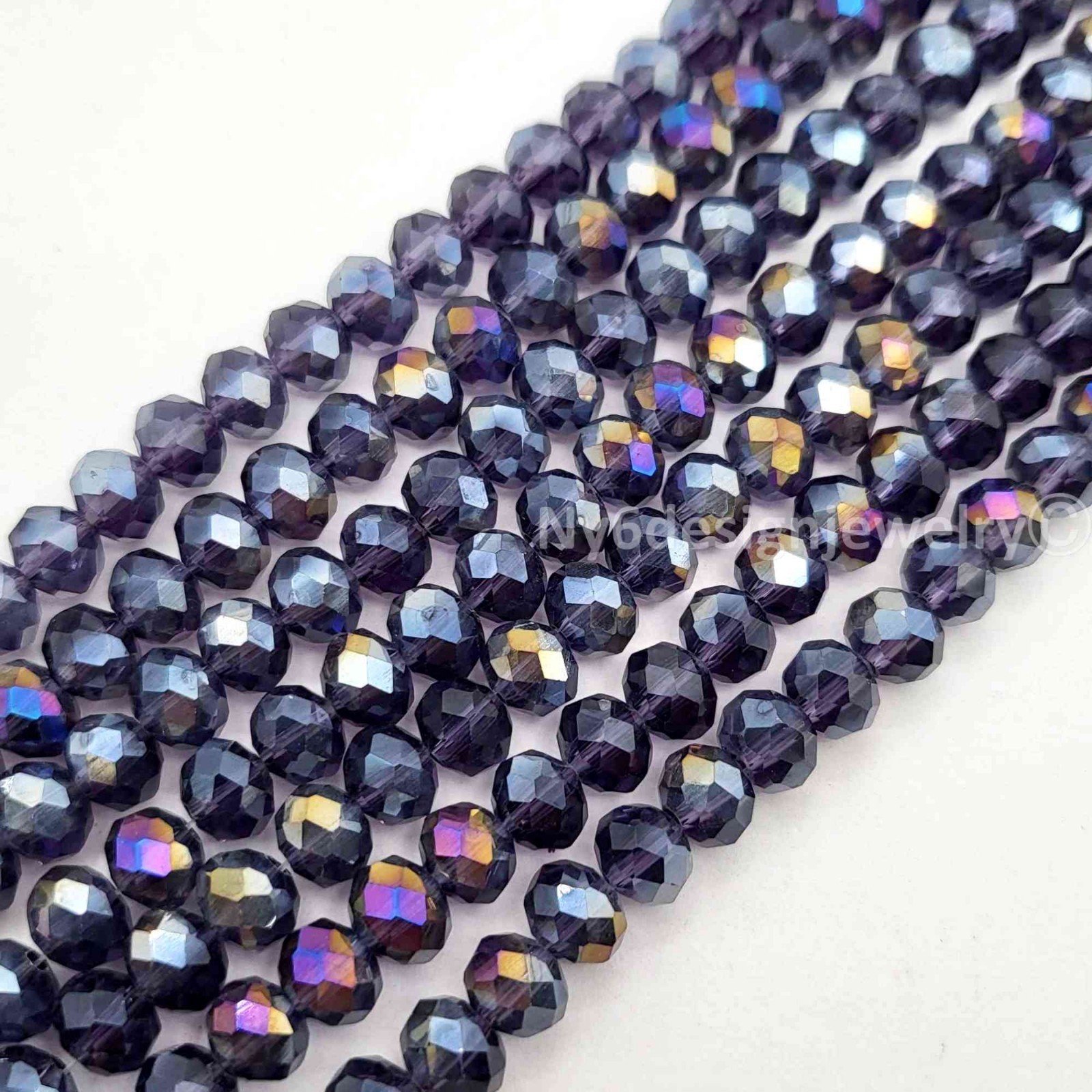 Purple AB Crystal Faceted Rondelles Bead Jewelry Making Supplies 11″ Strand