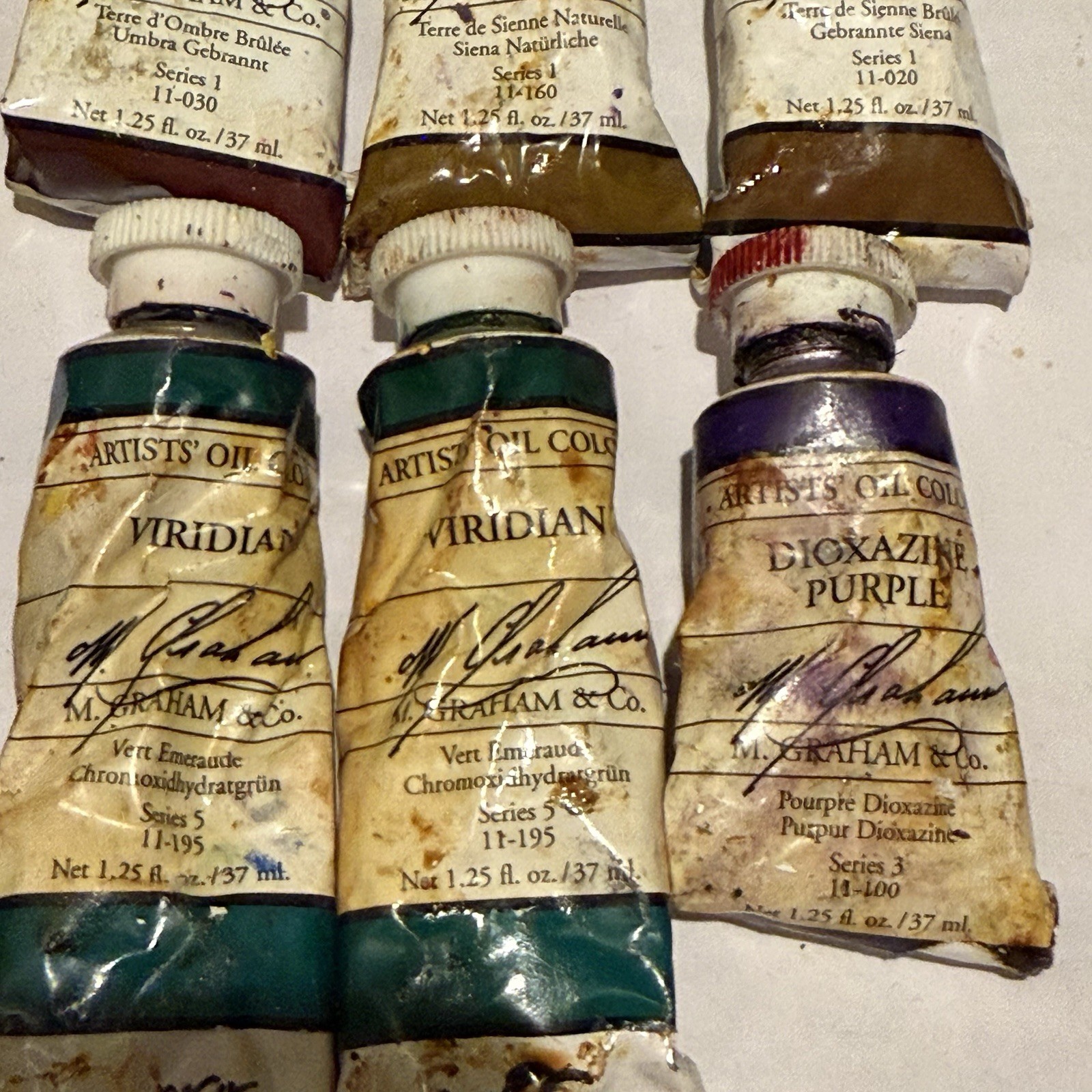 M. Graham Artist VINTAGE Oil Paint Red Cadmium Yellow Blue Viridian Green RARE