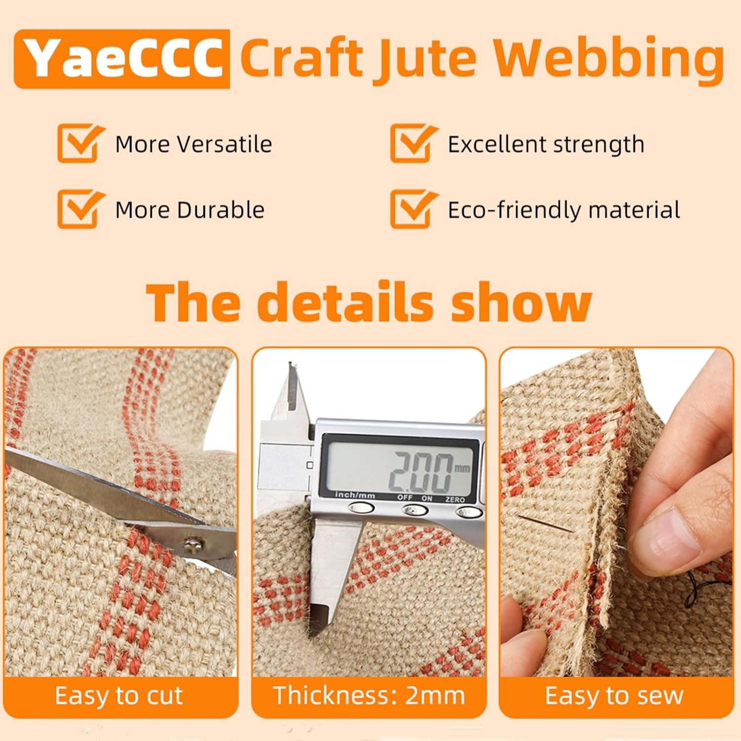 1PC Craft Jute Webbing Tape 3.5″ x 10 Yd Heavy Duty for Chair Repair Upholstery