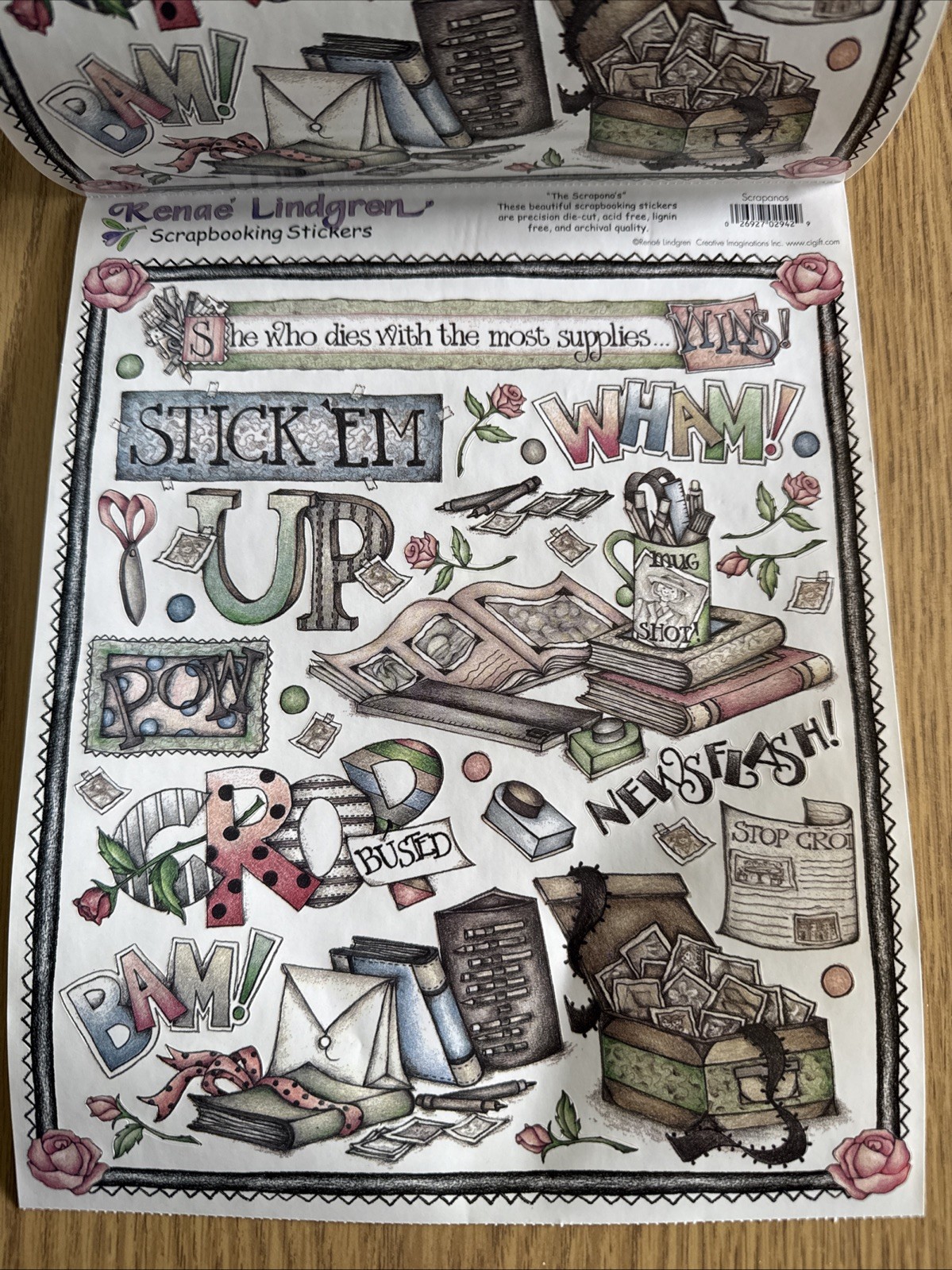 Renae Lindgren Creative Imaginations Stickers SCRAPANOS Sticker Roll 8×10 Sheets