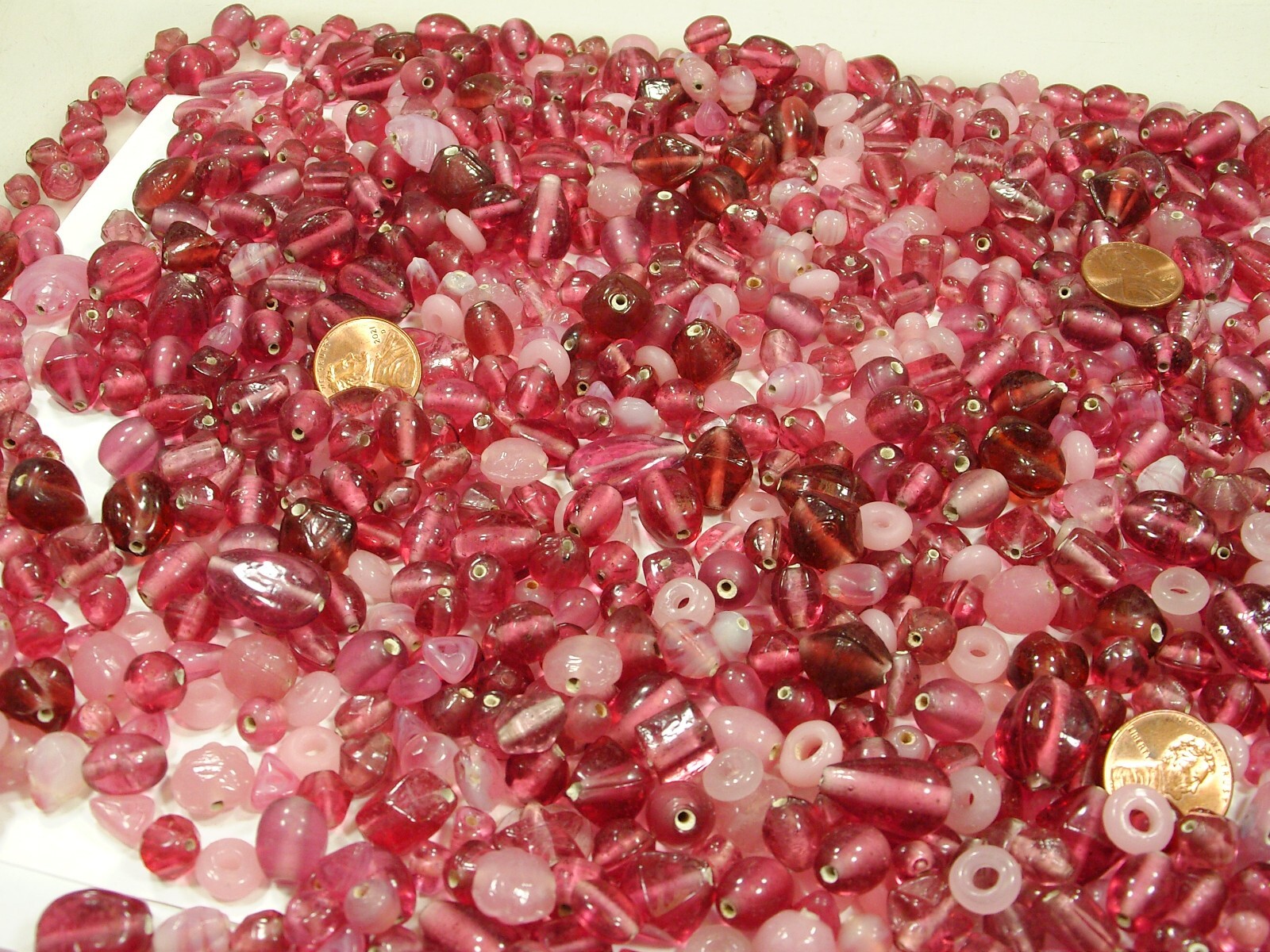 2 Pounds Assorted Shapes and Sizes India Handmade Pink Glass Beads Bulk (GV-3B)