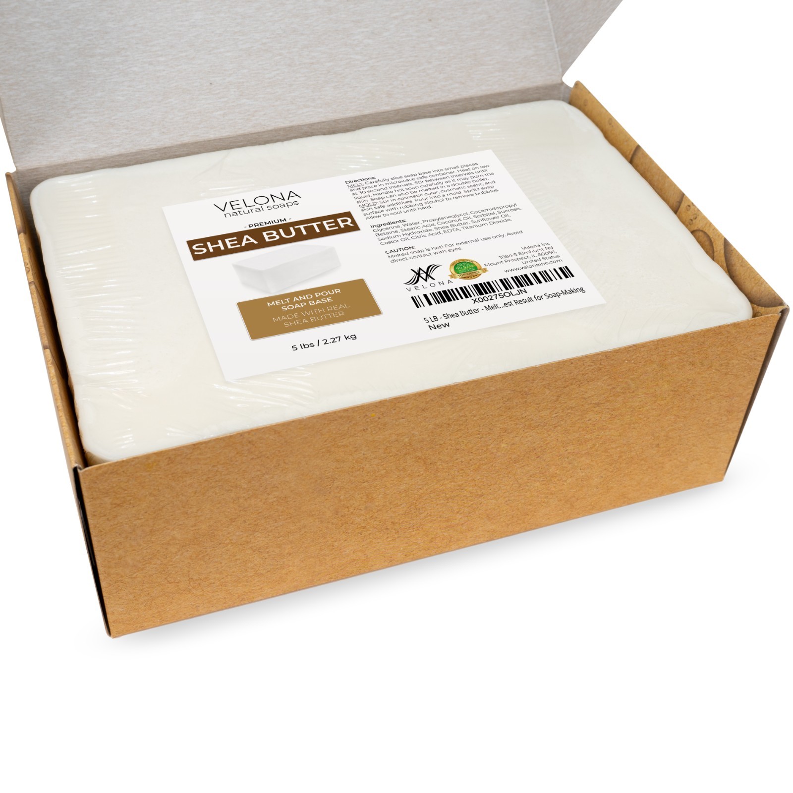 2,5,10,25 LB – Shea Butter Soap Base by Velona SLS/SLES Free Melt Pour