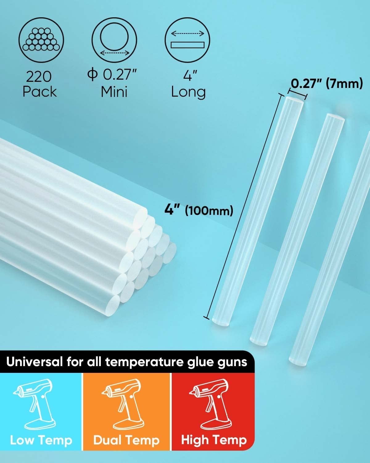 SHALL Glue Sticks 7MM/11MM for Arts Craft DIY Kit Set US
