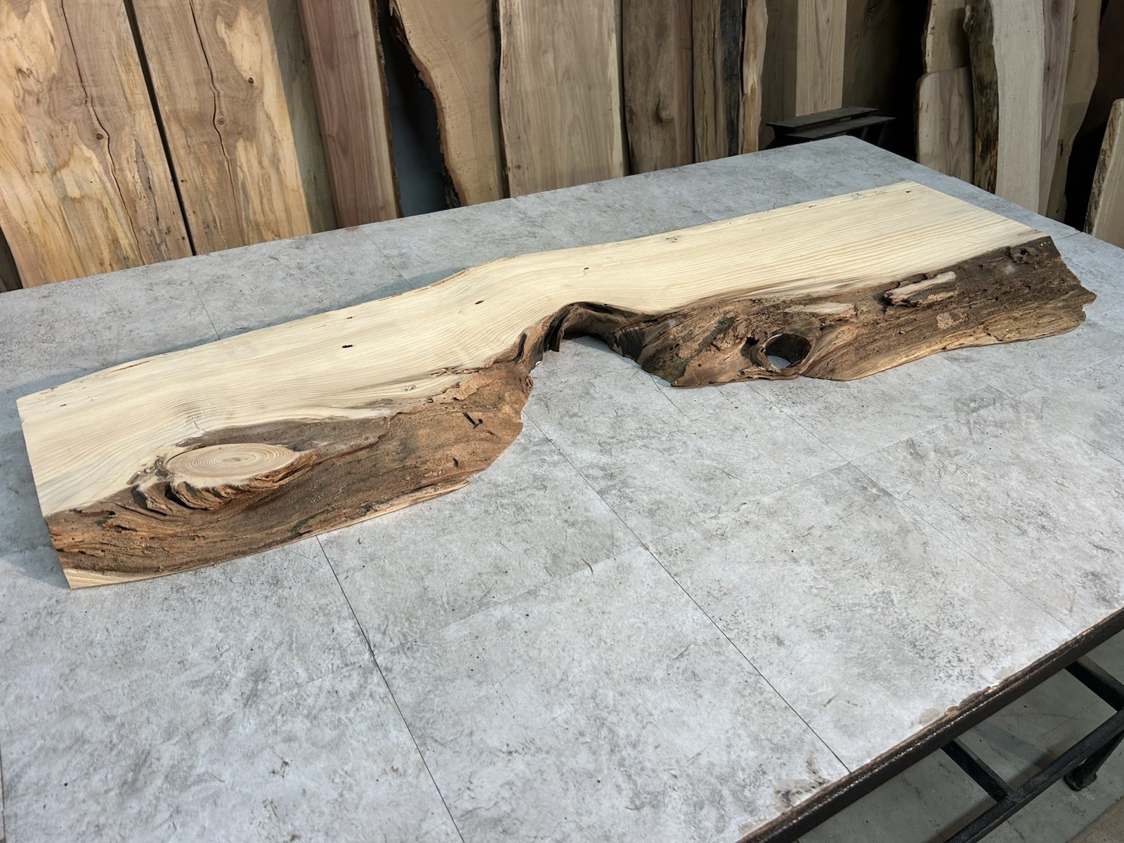 Gnarly Live Edge Pine Wood Slab/ Rustic Shelf or Mantle/Dried Wormy Pine Wood