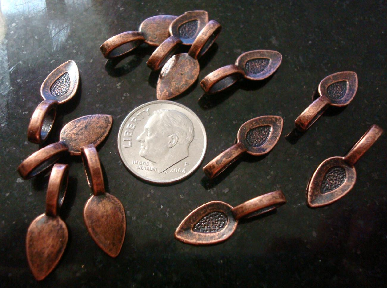 Glue on pendant bails 12/50/100 antique bright gold silver bronze copper plated