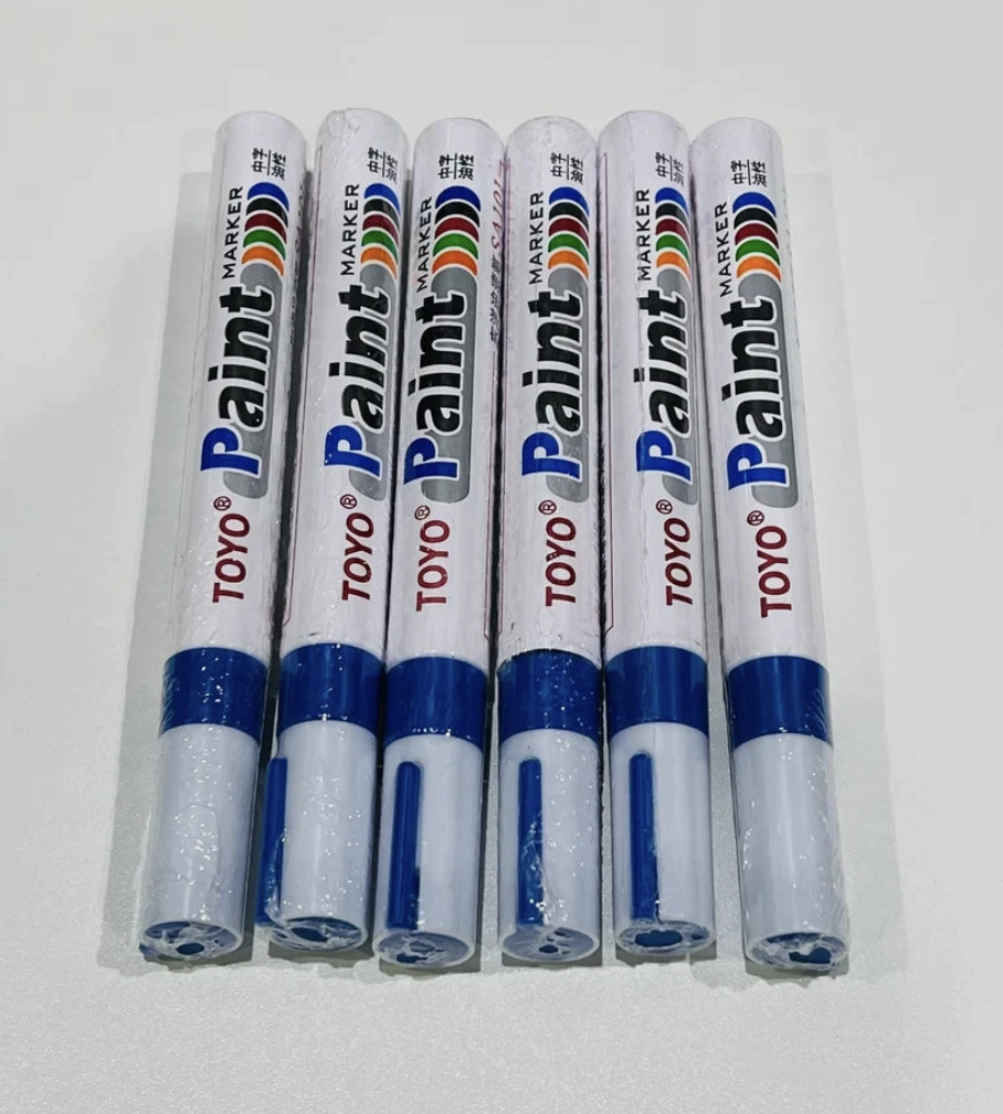 6-PACK BLUE Tire Lettering Paint Marker Pen,Waterproof Permanent Automotive