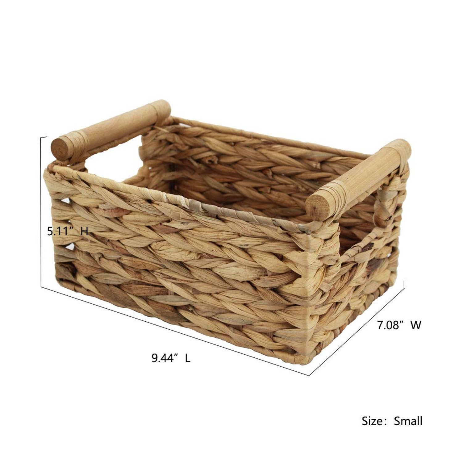 Storage Basket made by Water Hyacinth with Wood Handles, Arts and Crafts. (Sm…