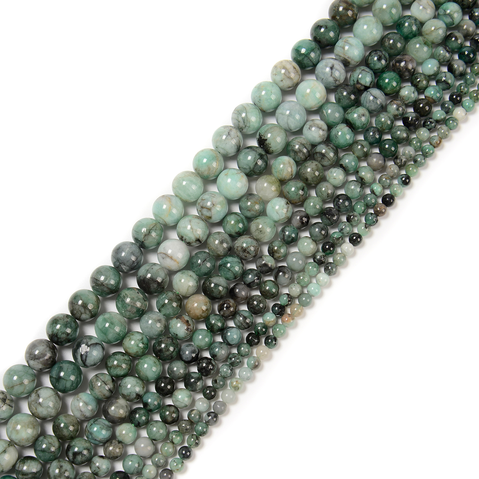 Grade A Natural Emerald Smooth Round Beads Size 4mm 6mm 8mm 10mm 15.5” Strand
