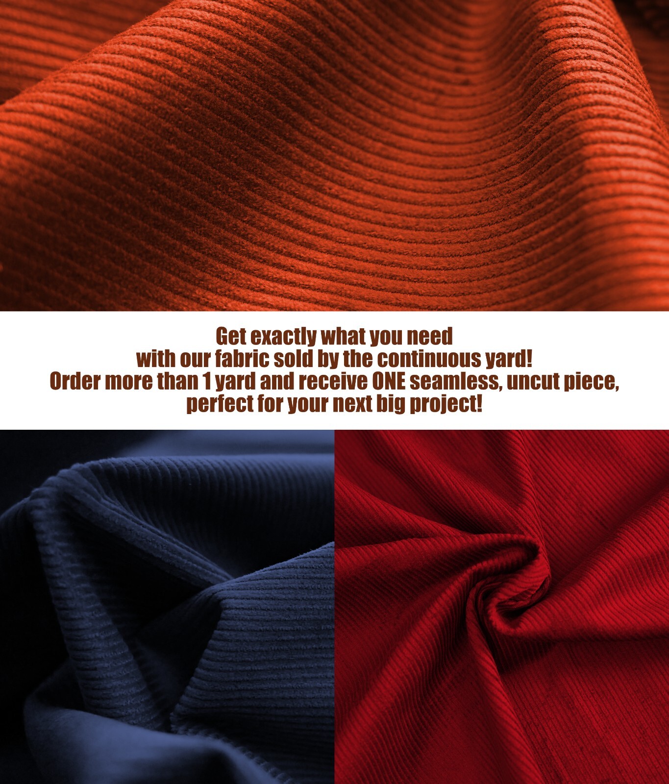 8Corduroy Fabric 8 Wale Apparel 290-300GSM Solid Color by Continuous Yard 58″ W
