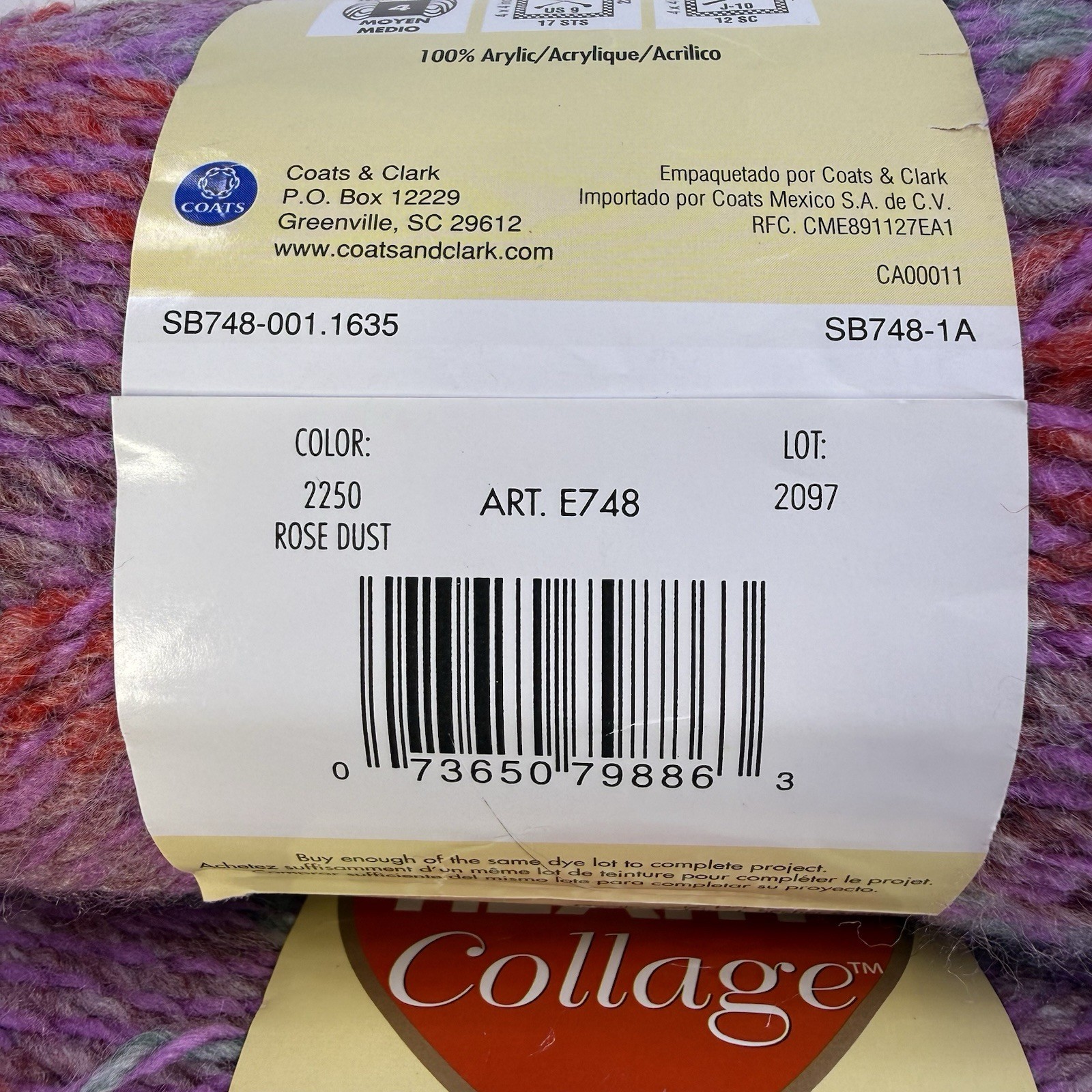 3 Skeins Red Heart Collage Worsted Yarn Med 4 2250 Rose Dust Lot 2097 1039