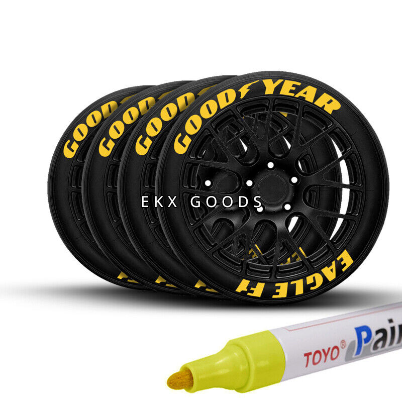 Tire Ink Permanent Marker Tyre Lettering Paint Pen USA Seller TOYO 4 Pack Yellow