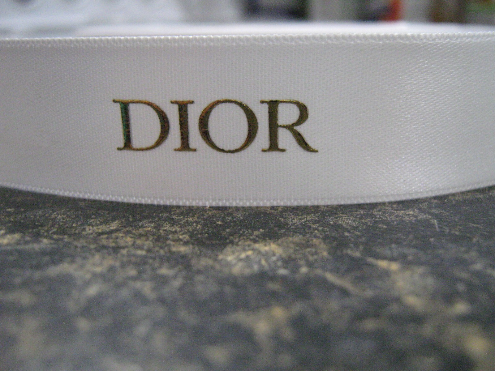 💯% Authentic ❤️ DIOR Ribbon White Satin w/ Gold logo ~SOLD BY THE YARD
