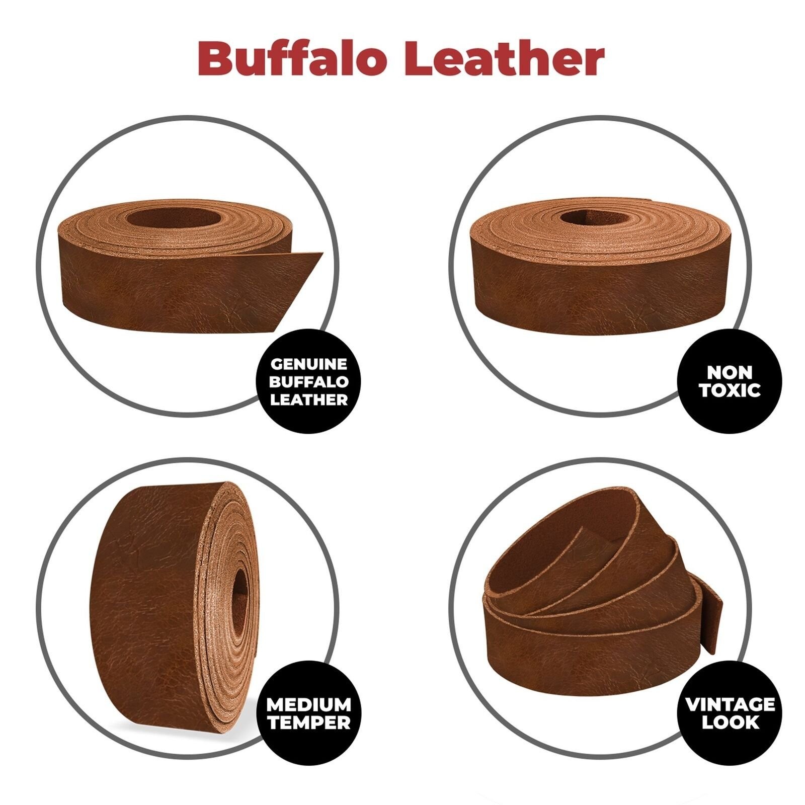 European Leather Works – Buffalo Belt Blanks 8-10 oz (3-4mm) 40-60″ Leather